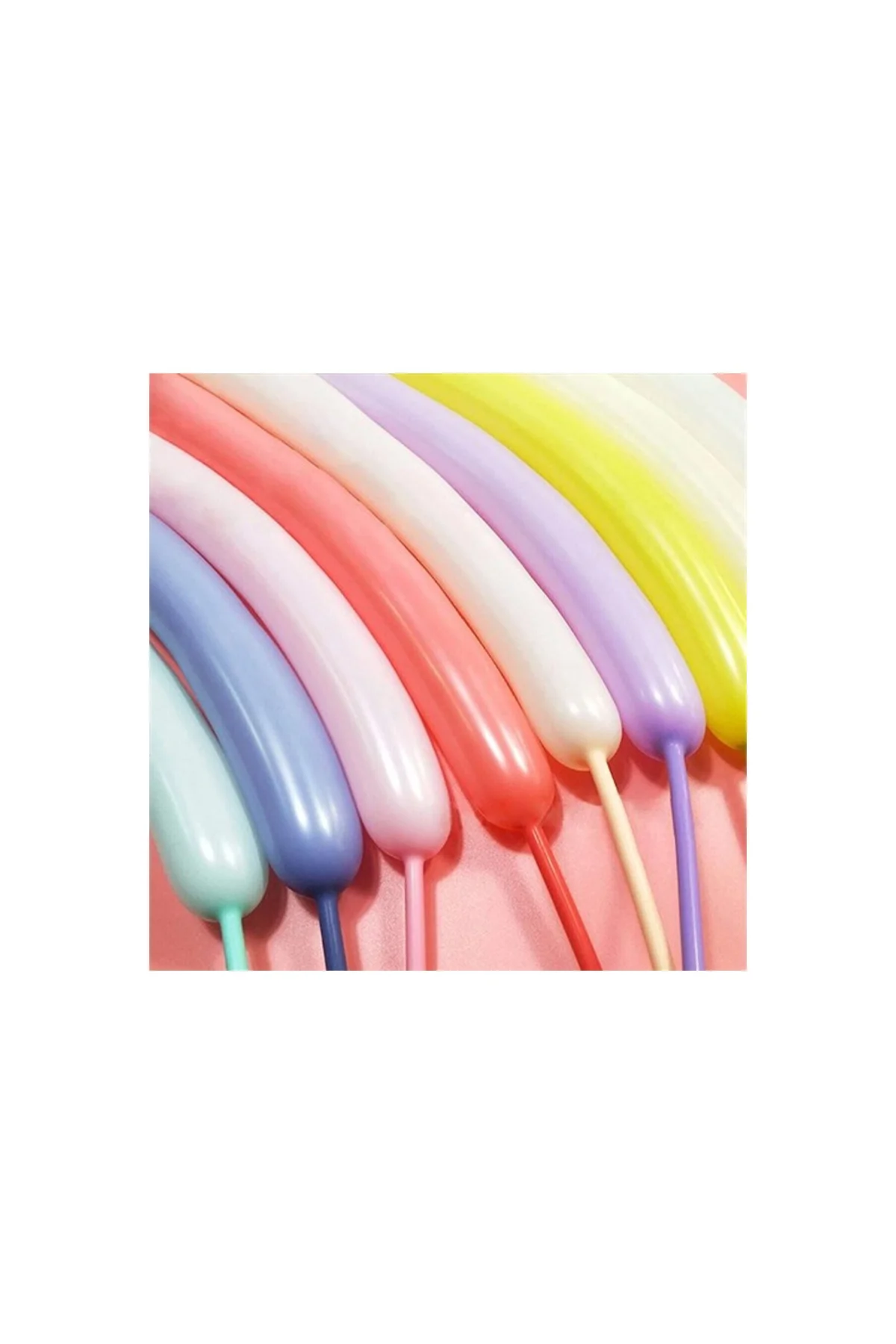 Pastel Renkler Sosis Balon 100 Adet - PAZARIZ Görsel 2