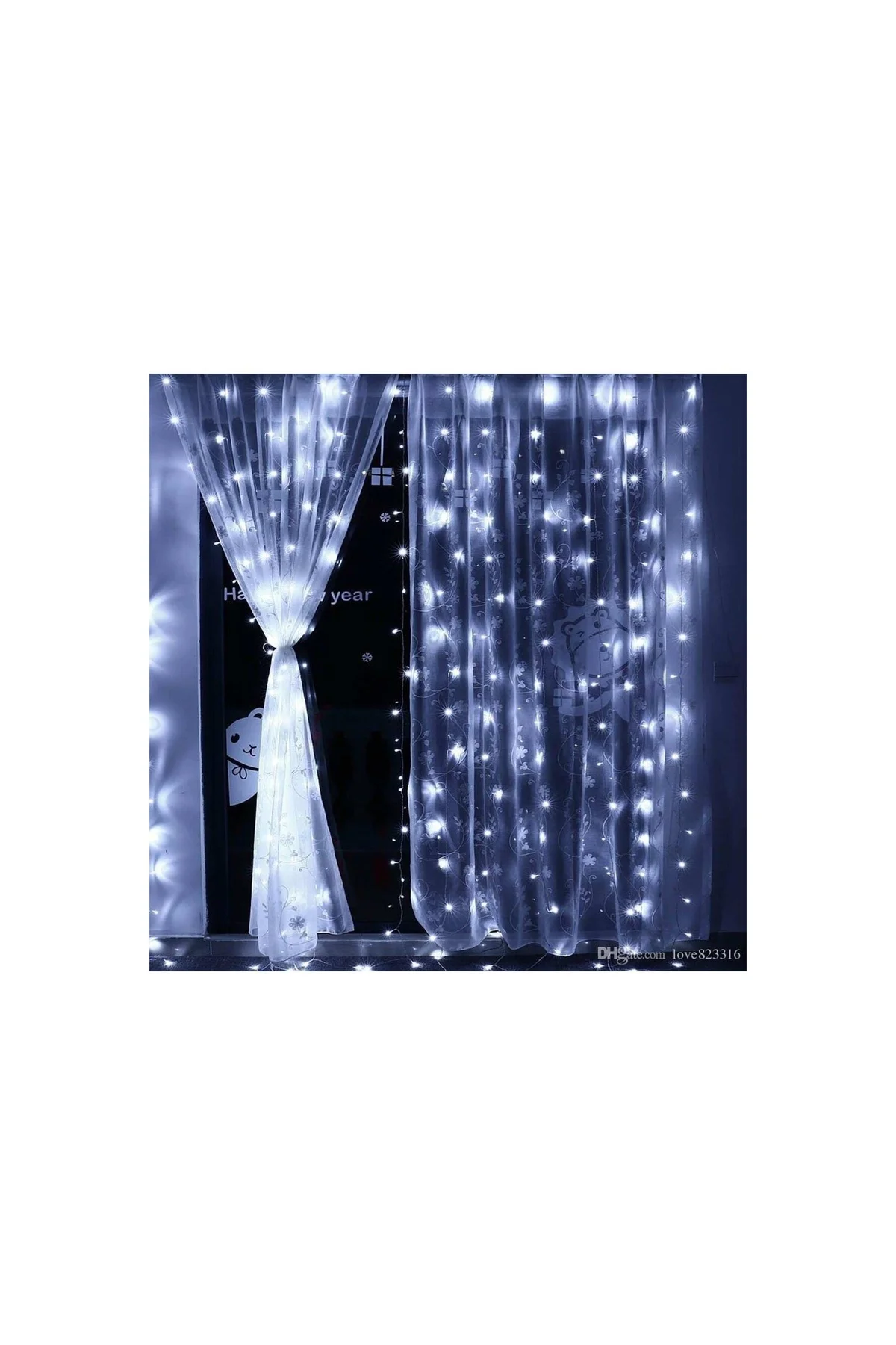 2x2 Metre 320 Led 8 Fonskiyonlu Dekoratif Led Perde Beyaz Renk - PAZARIZ Görsel 4