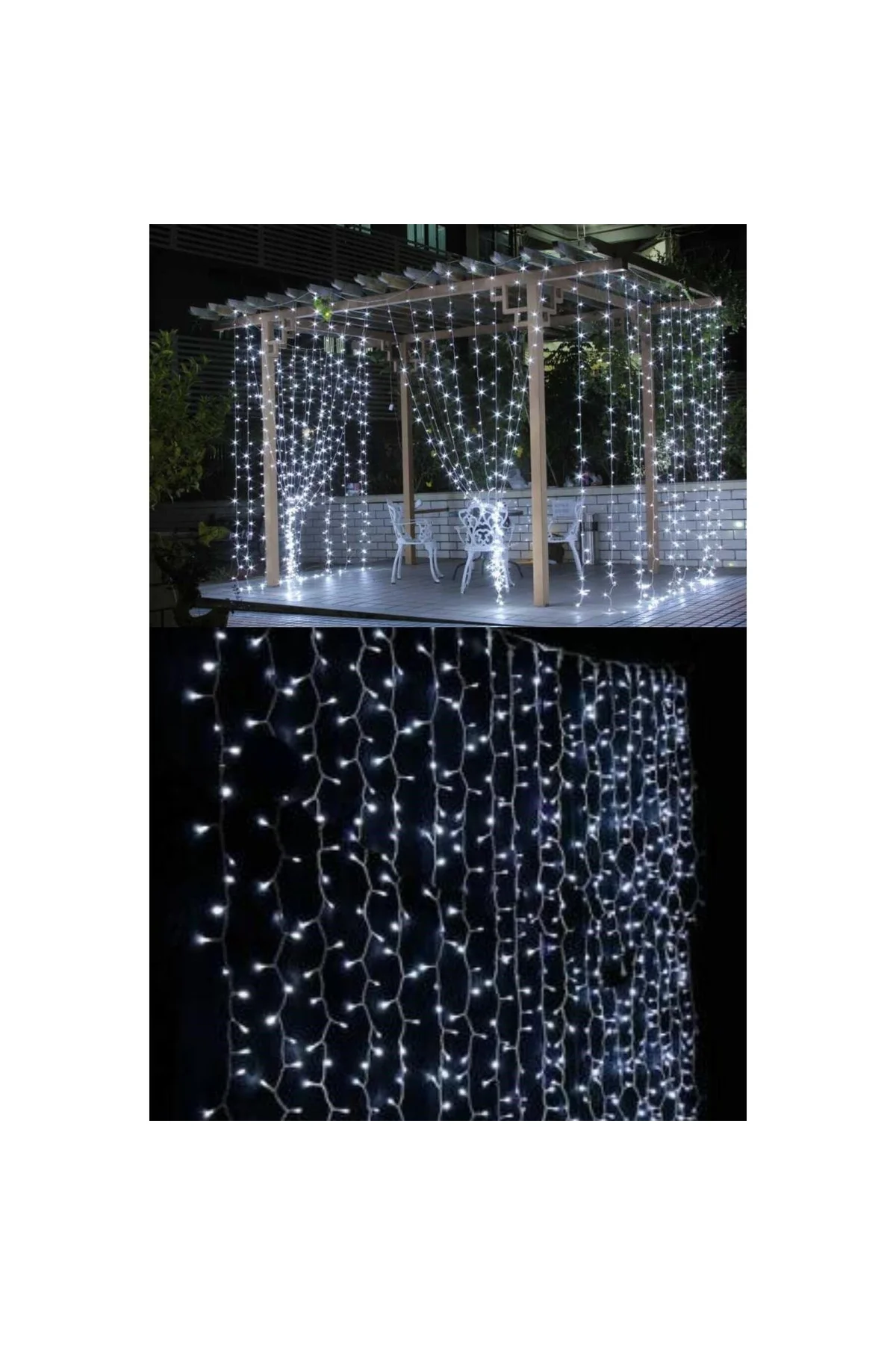 2x2 Metre 320 Led 8 Fonskiyonlu Dekoratif Led Perde Beyaz Renk
