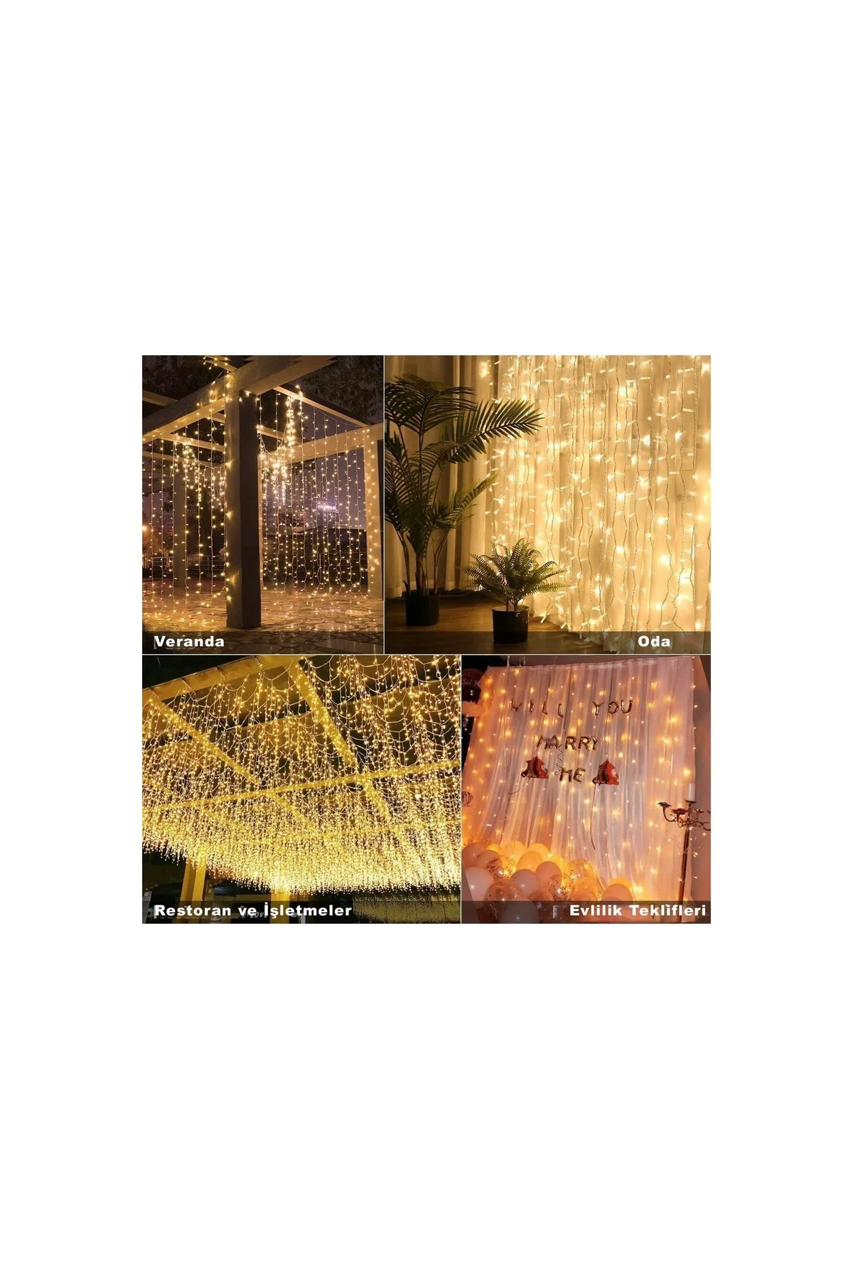 8 Fonksiyonlu Kumandalı Saçak Led Sarkıt Led 2x2 Metre Eklenebilir Led Süsleme 240 Led Işık - PAZARIZ Görsel 4
