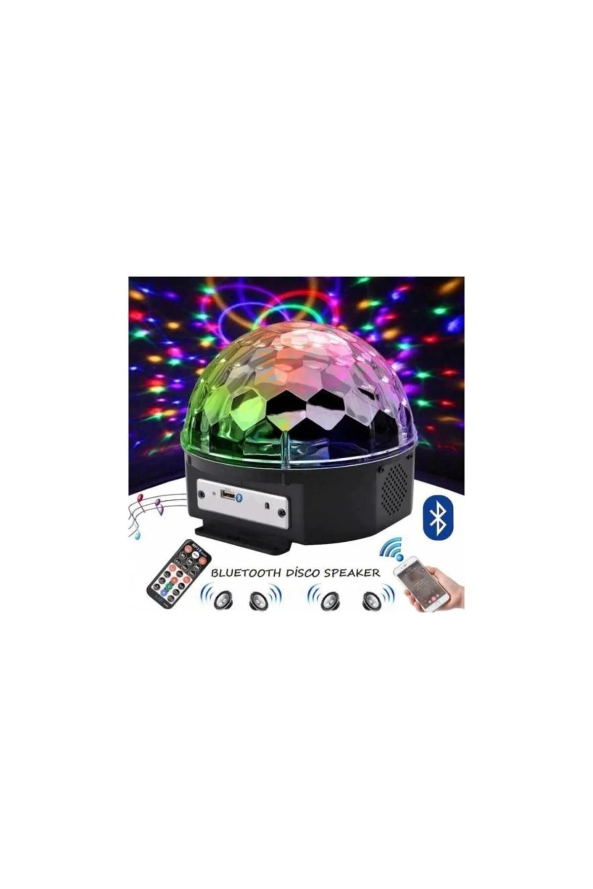 Bluetoothlu Led Küre Kristal Disko Topu Dönen Renkli Hoparlör Led - PAZARIZ Görsel 2