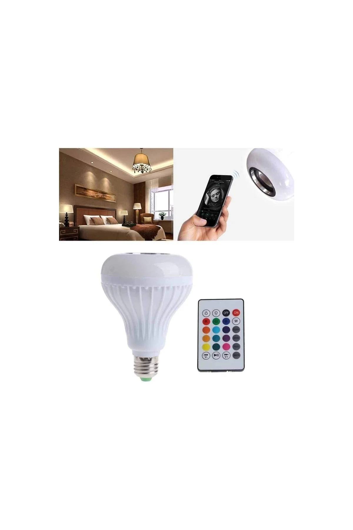 ® Paddsun Led Rgb Renkli Işık E27 Bluetooth Kontrollü Akıllı Müzik Ses Hoparlör Lambaları - PAZARIZ Görsel 2