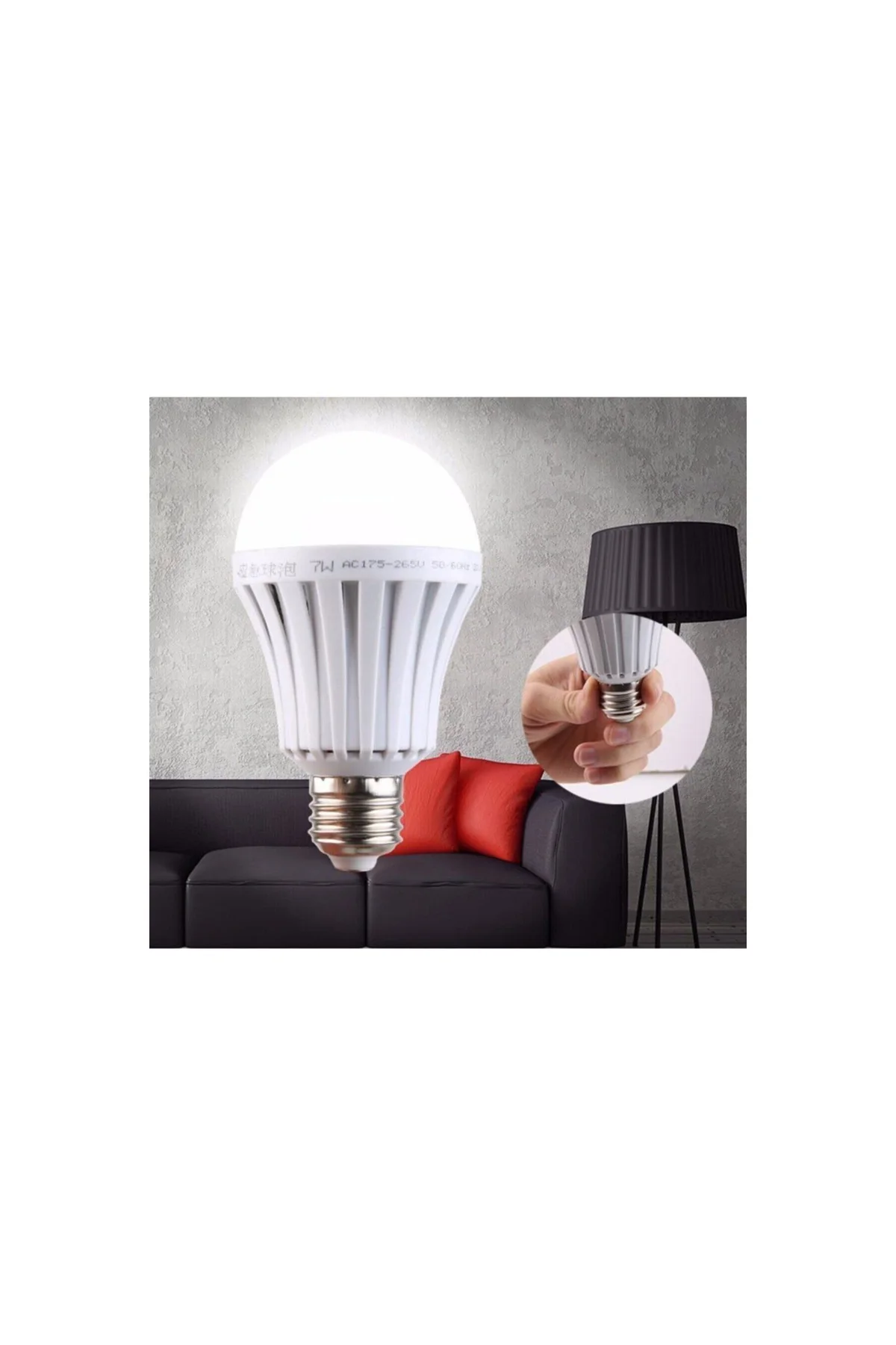 12w Şarjlı Akıllı Led Ampul E27 - 6400k + Seyyar Aparatı - PAZARIZ Görsel 2