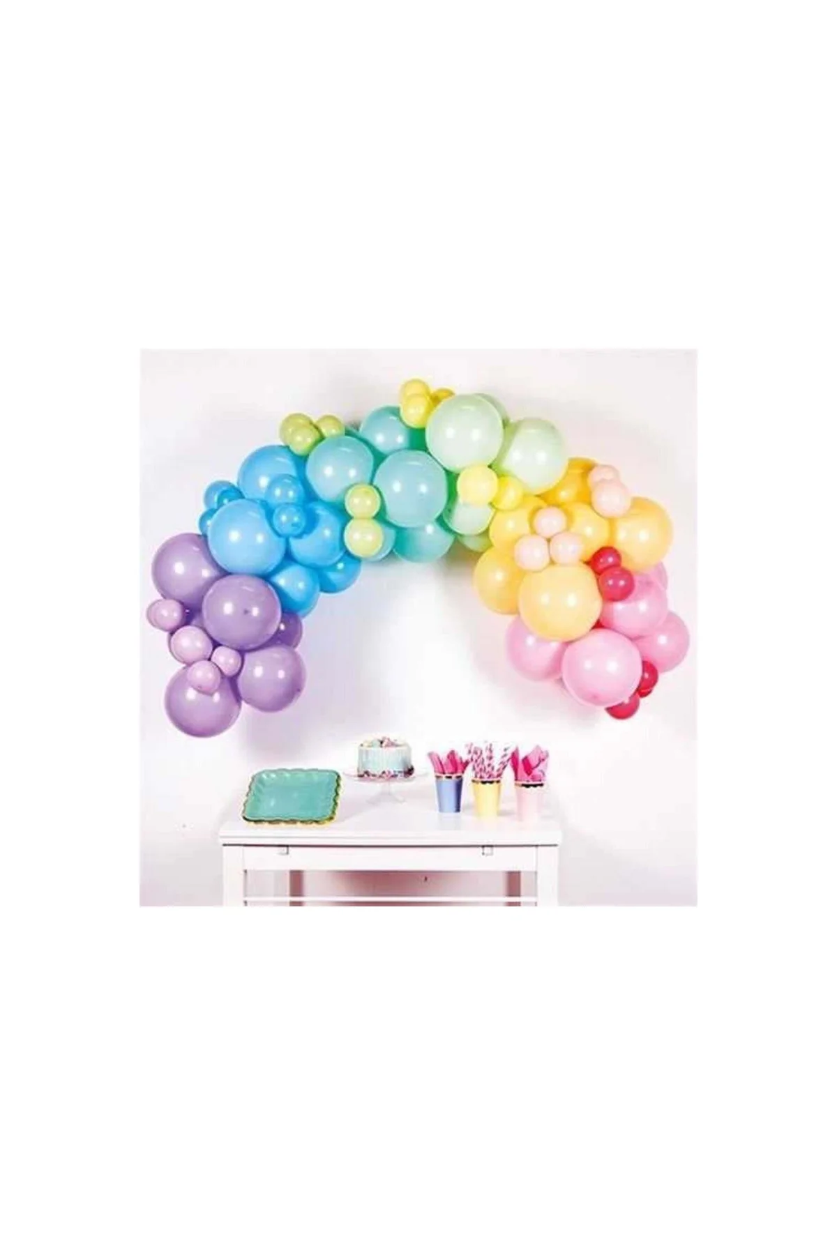 Makaron Renkler Zincir Balon Seti