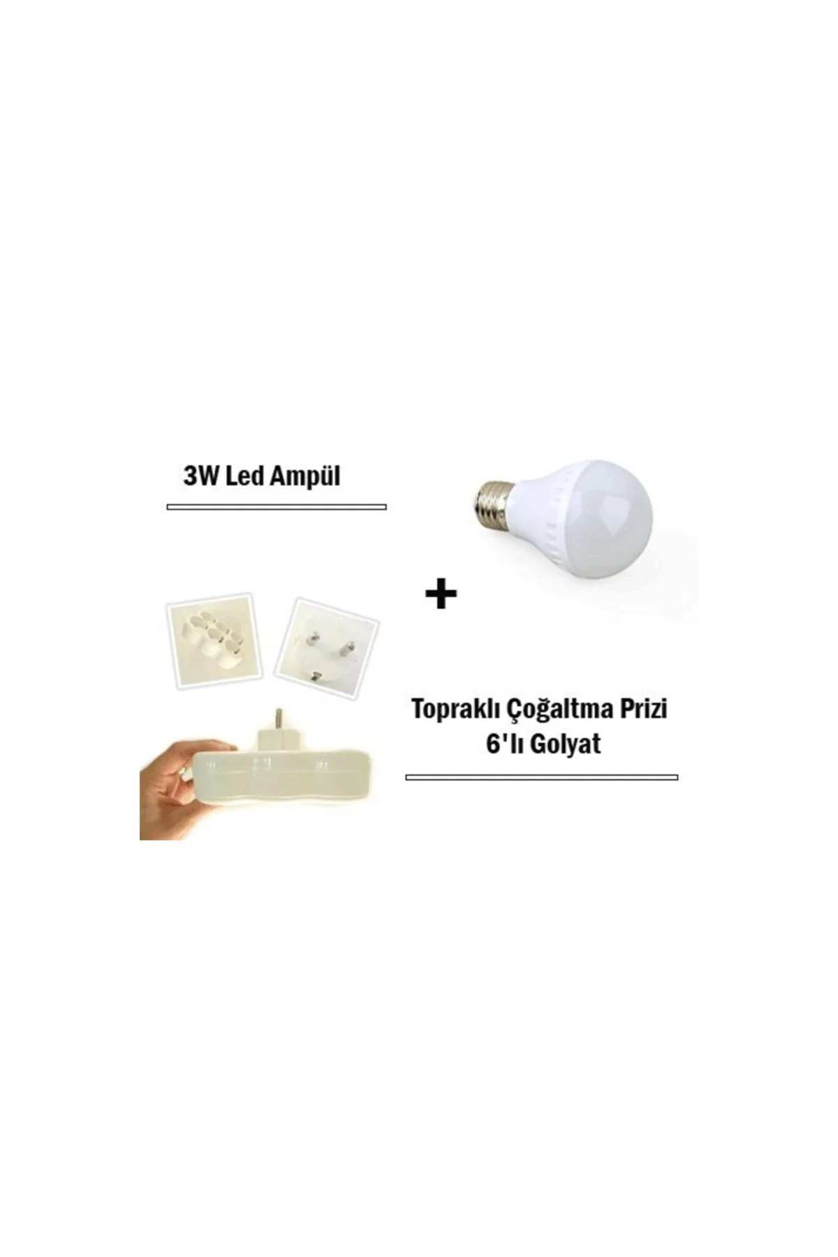 3w Led Ampul + Topraklı Çoğaltma Prizi 6 Lı Golyat Set