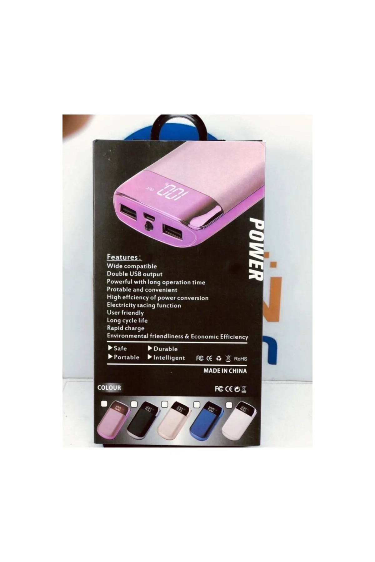 Powerbank 10.000 Mah Digital Led Ekranlı Pembe - PAZARIZ Görsel 2