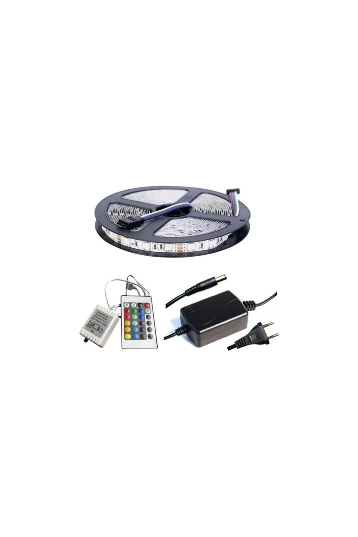 5 Mt Rgb Şerit Led Iç Dış Mekan Slikonlu Set Adaptör Uzaktan Kuma