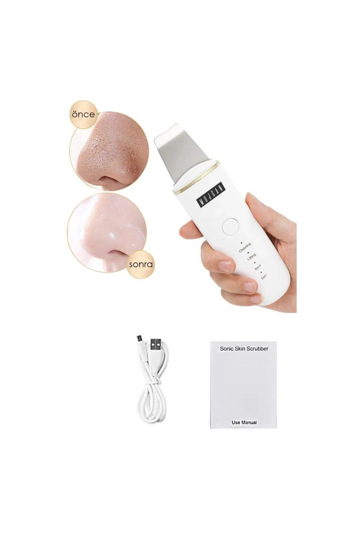 Ultrasonic Scubber Siyah Nokta Akne Gidereci Yüz Spatulası Ölü Deri Temizleme - PAZARIZ Görsel 3