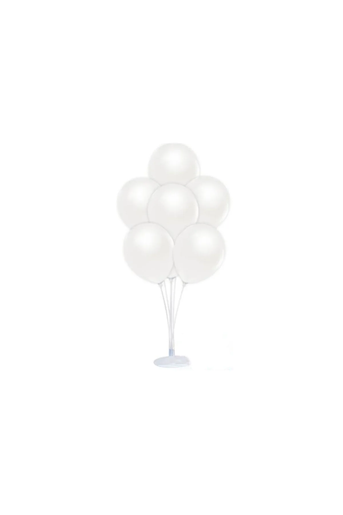 Balon Standı Ve 10 Adet Sedefli Metalik Beyaz Balon Seti
