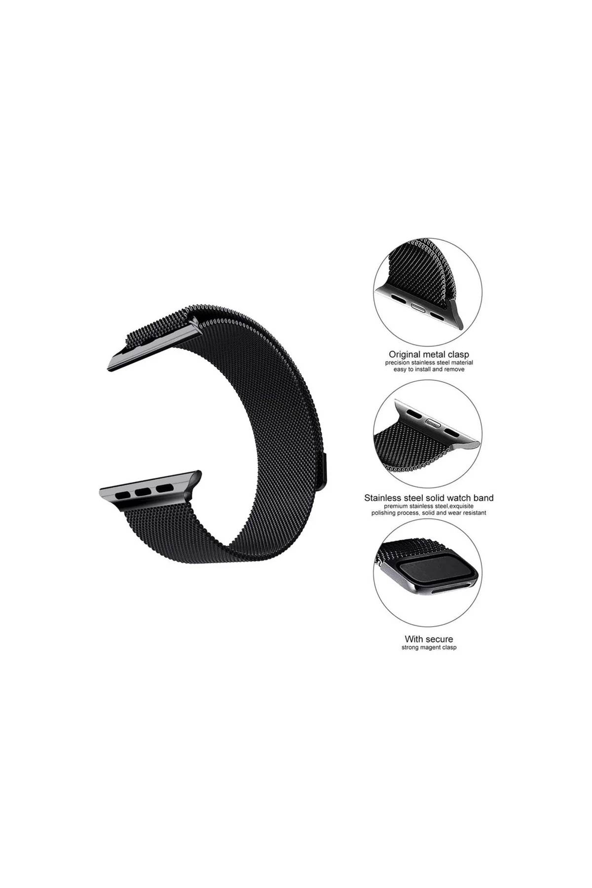 Apple Watch Uyumluseries 8 45mm Kordon, Metal Mor - PAZARIZ Görsel 3