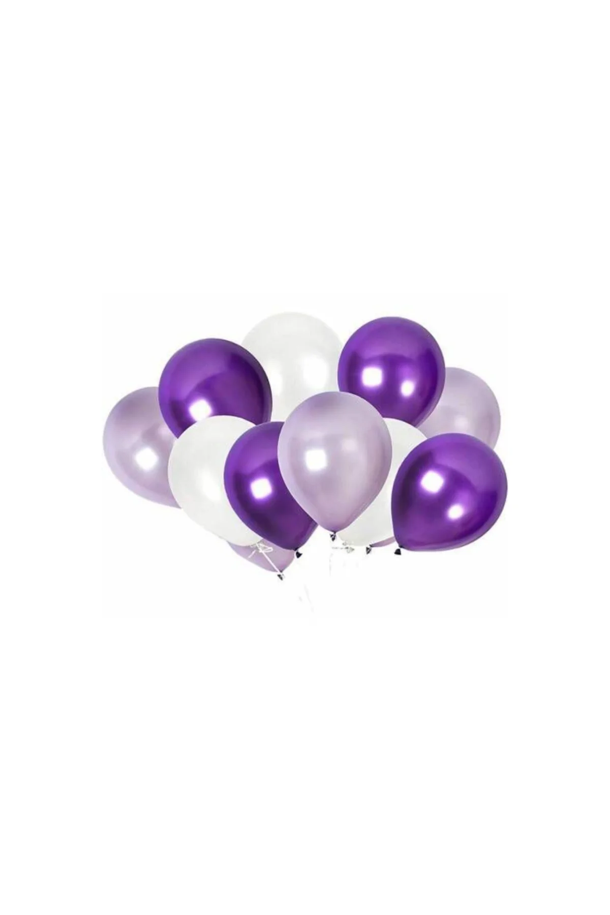 60 Adet Metalik Sedefli Kaliteli Balon - 20 Beyaz 20 Lila 20 Mor - PAZARIZ Görsel 2