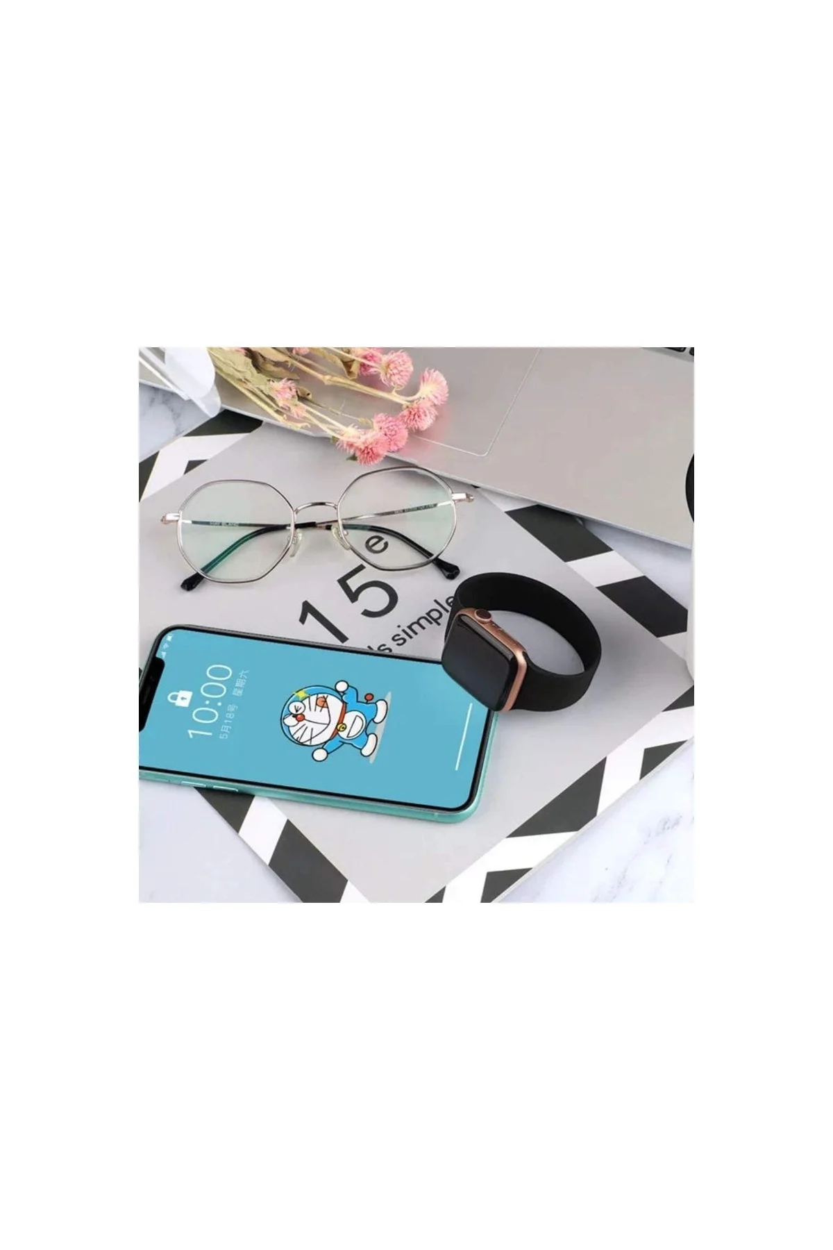 Apple Watch Uyumluseries 8 41mm Kordon, Silicone Elastic Band (size, 135mm) Kırmızı - PAZARIZ Görsel 5