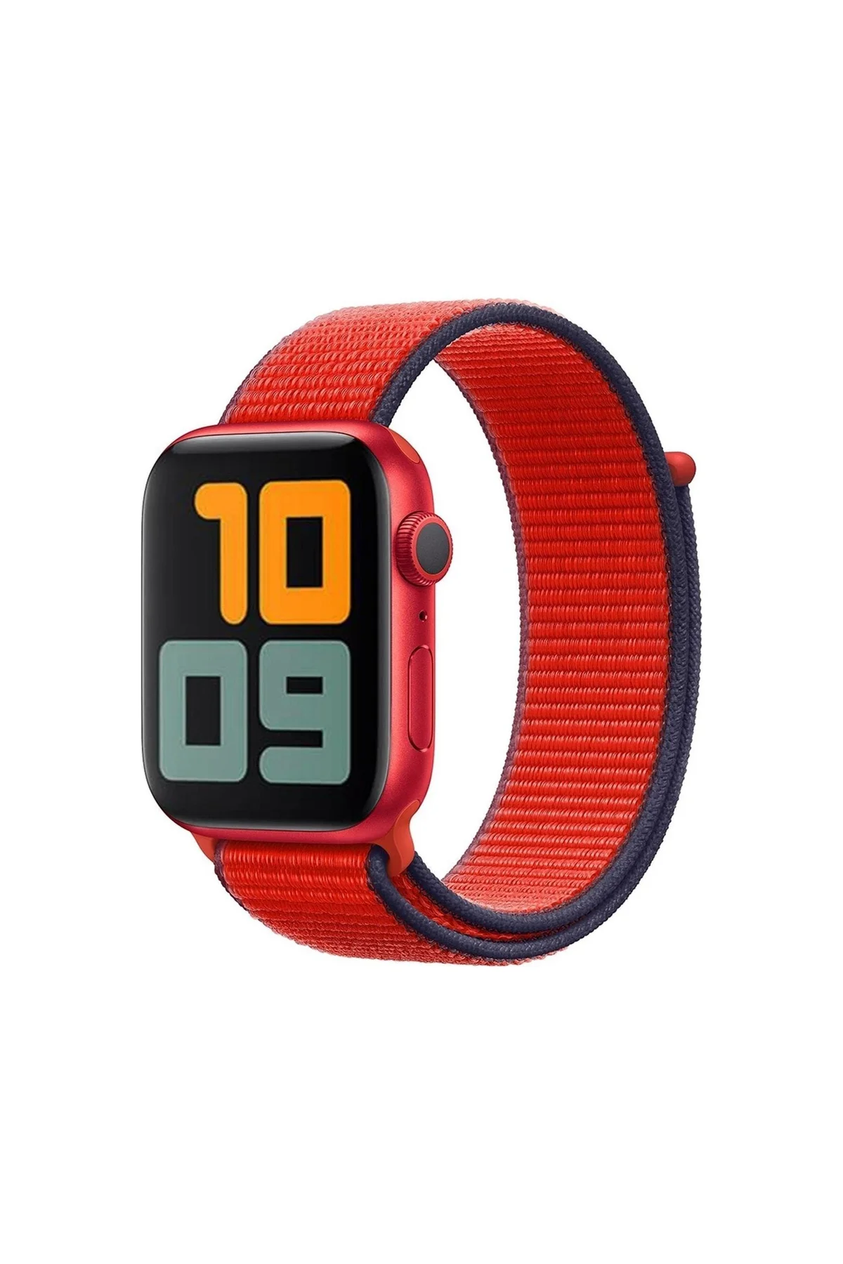 Apple Watch Uyumlu8 45mm Kordon Hasırlı Kumaş Kırmızı Lacivert