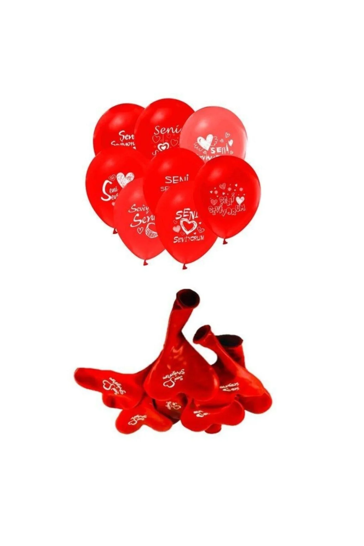 Seni Seviyorum Yazılı 100 Lü Kalp Balon - PAZARIZ Görsel 2
