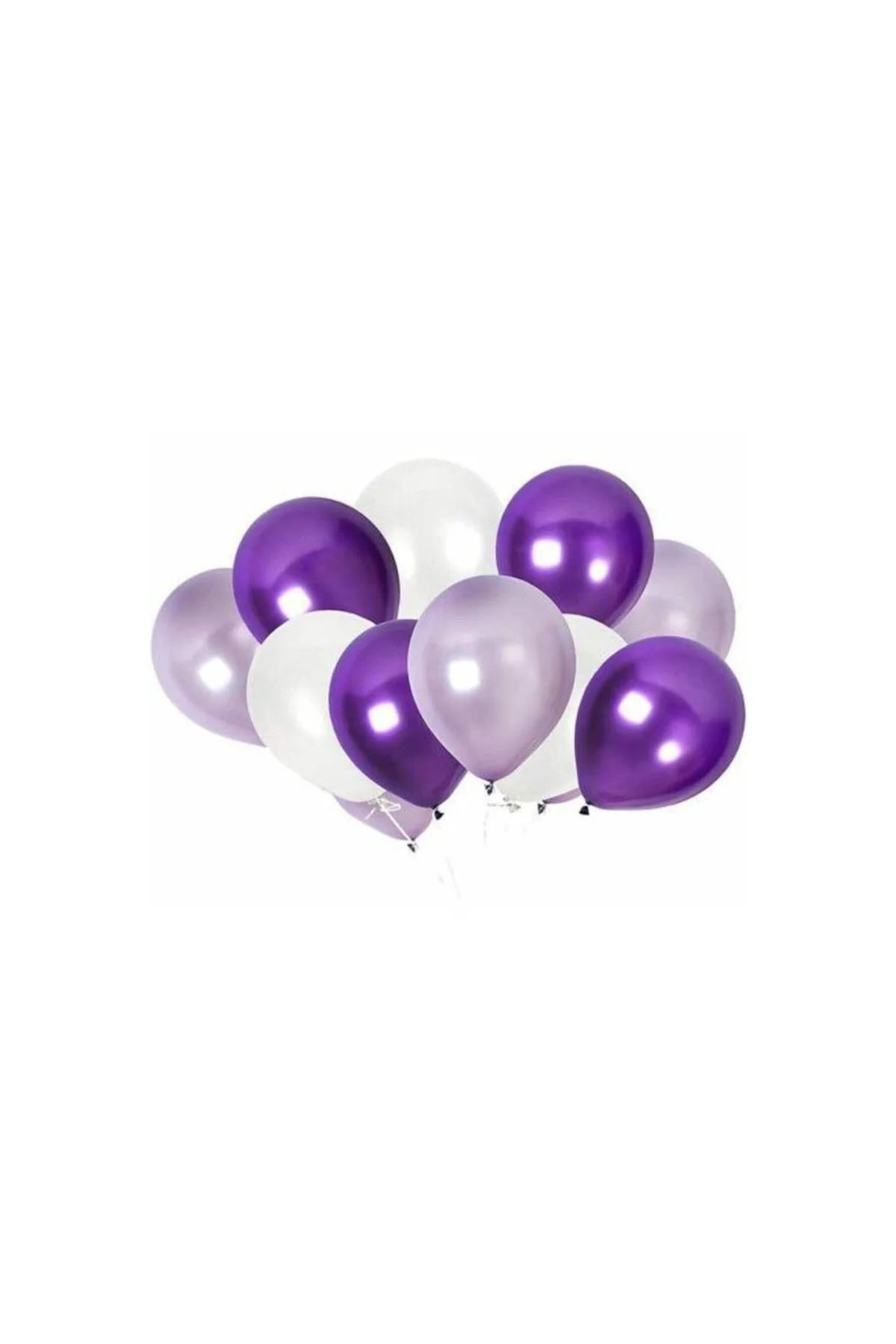60 Adet Metalik Sedefli Kaliteli Balon - 20 Beyaz 20 Lila 20 Mor - PAZARIZ Görsel 2