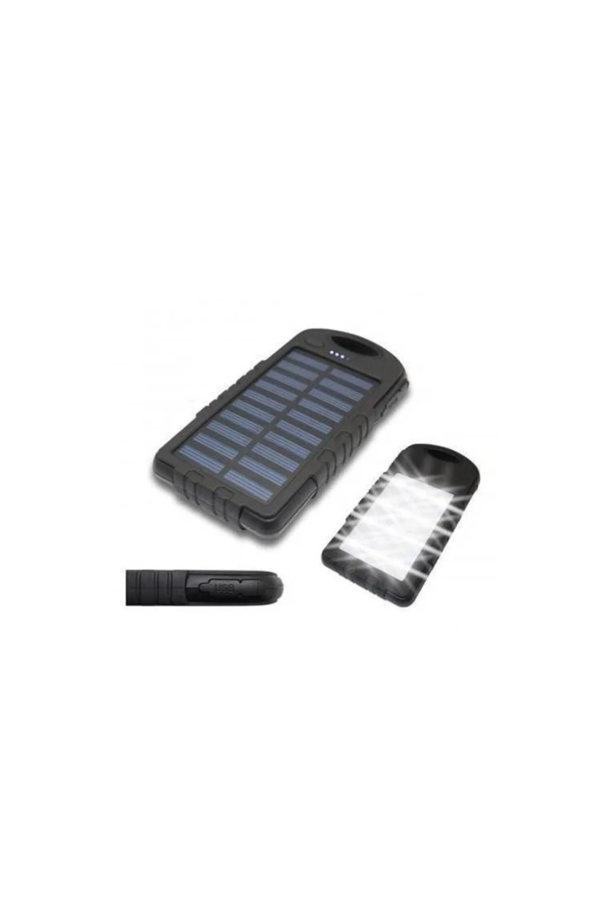 Solar Powerbank 10.000 Mah Güneş Enerjili Powerbank 12 Led Işıklı