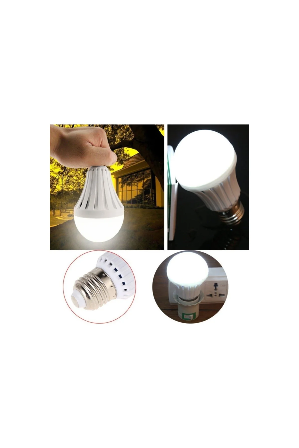 9 Watt Şarjlı Led Ampul Seyyar Askı Aparatlı Ampul 4 Adet - PAZARIZ Görsel 2
