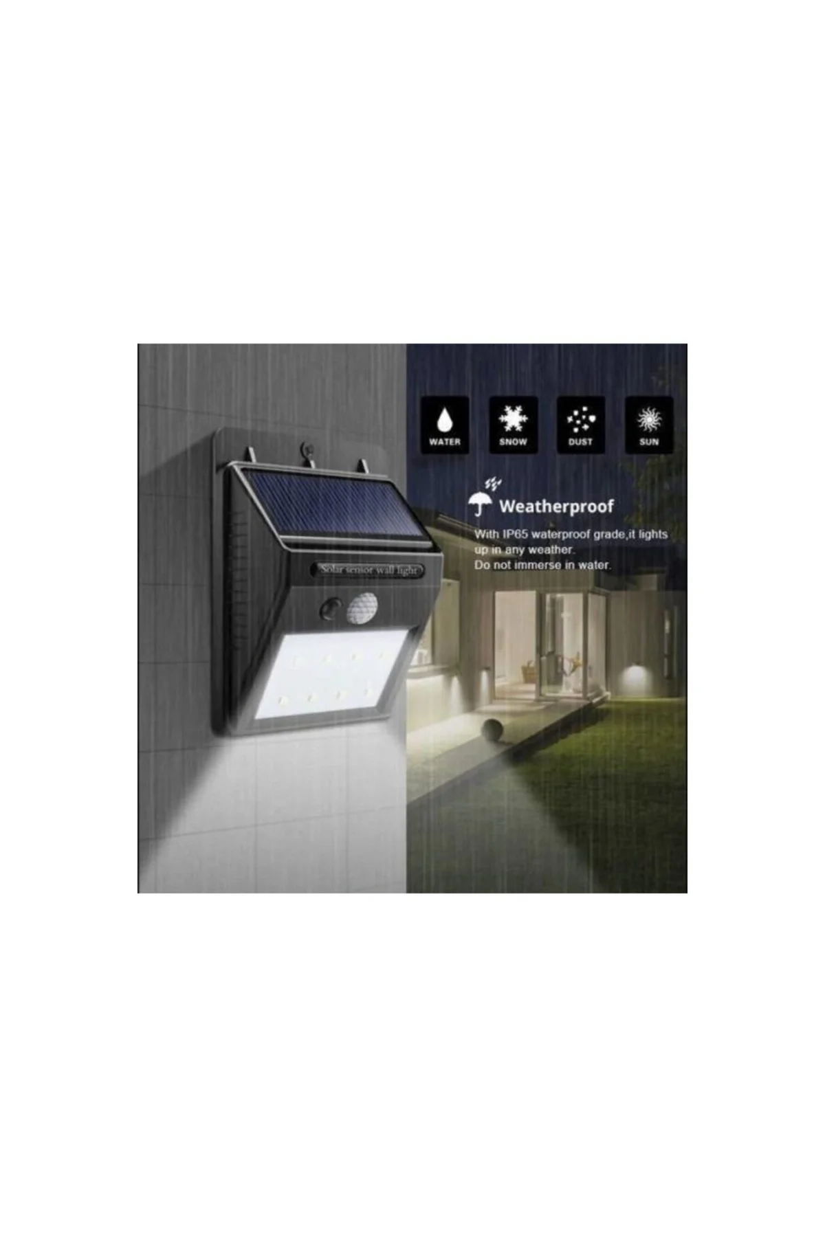 Işık Sensörlü Güneş Enerjili Solar Duvar Kapı Kamp Bahçe Lambası Fotoselli 20 Led - PAZARIZ Görsel 2
