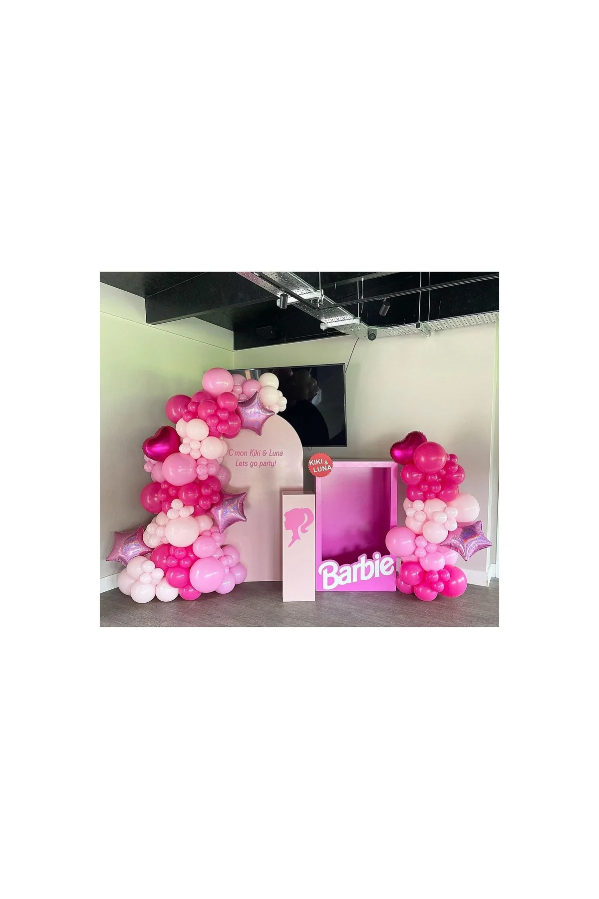 Pastel Fuşya Makaron Pembe ve Beyaz Balon Zinciri 100 Adet