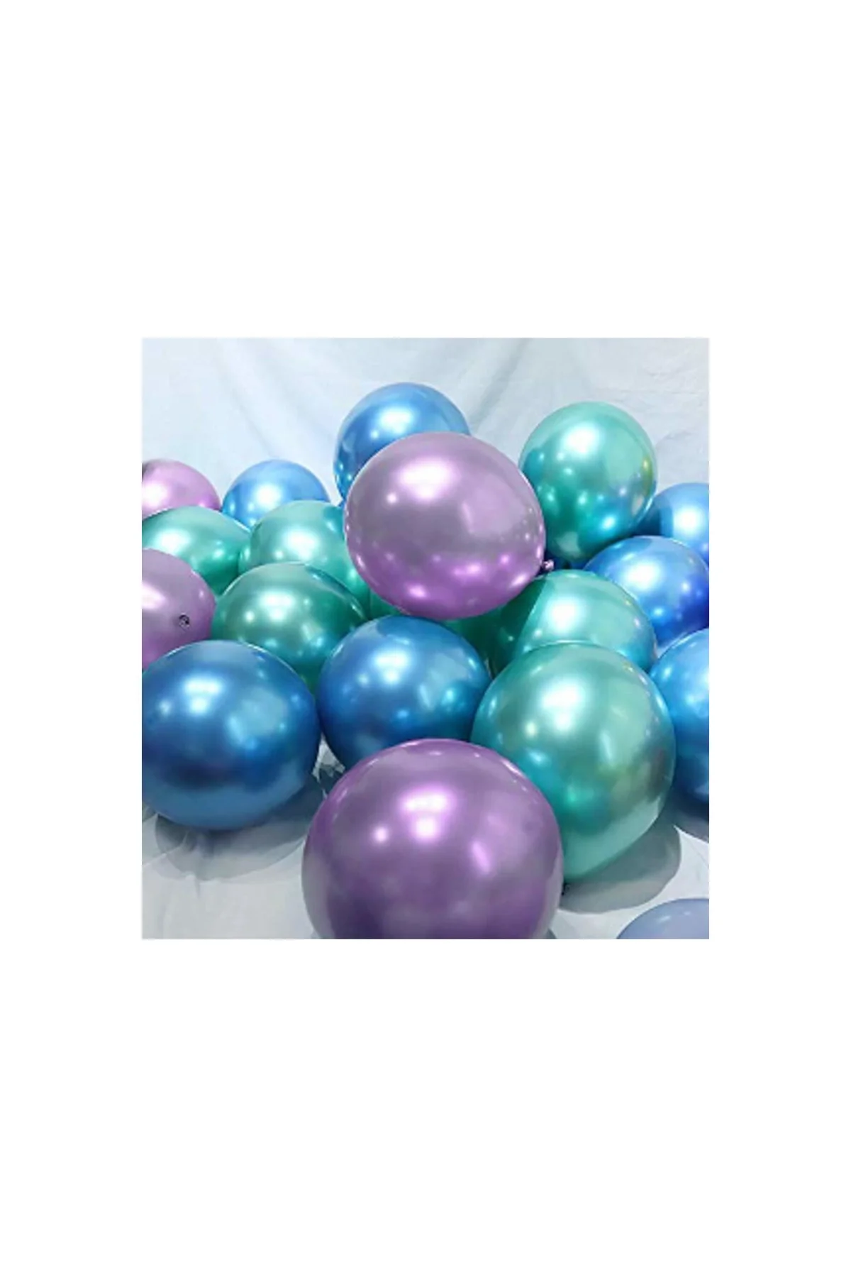 Krom Parlak Metalik Yeşil-mavi-mor Renk 20'li Balon ( 3'lü Renk Seti ) - PAZARIZ Görsel 2