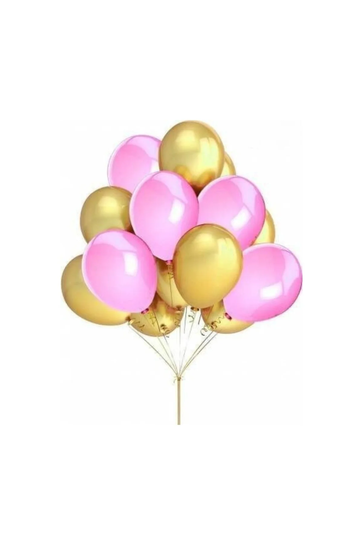 Balon Metalik Sedefli 100 Adet Kaliteli Balon 50 Pembe 50 Altın