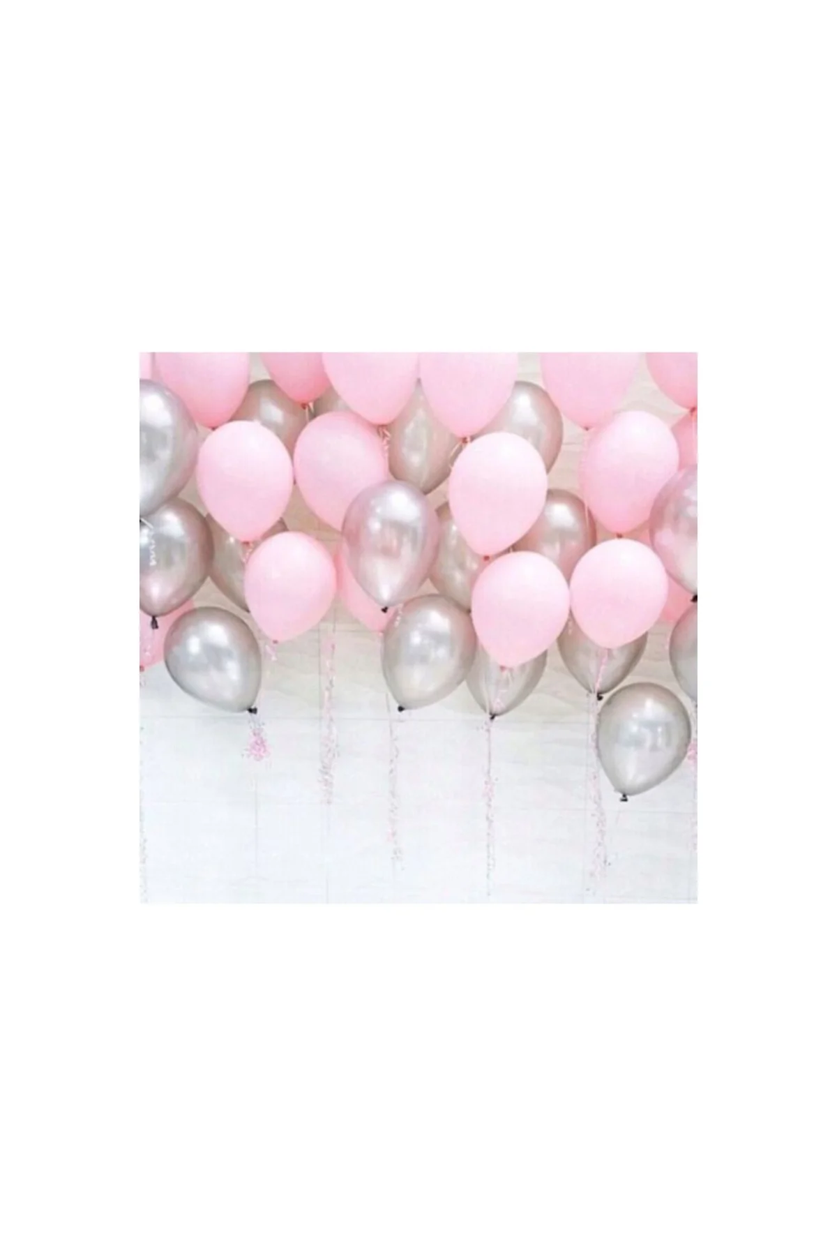 Metalik Sedefli (pembe -gümüş Karışık) Uçan Balon 100 Adet