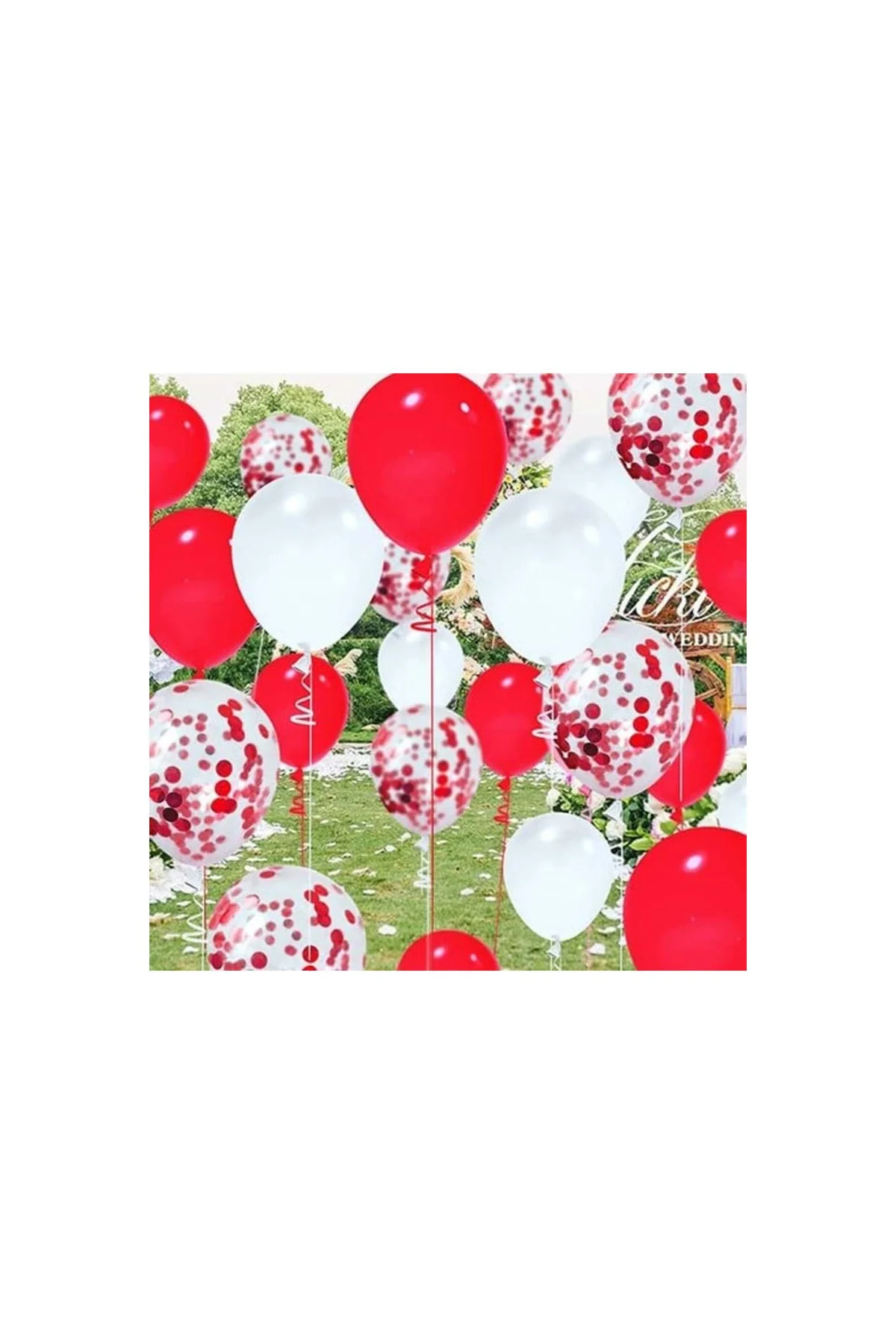 Kırmızı Beyaz Konfetili Balon - PAZARIZ Görsel 2