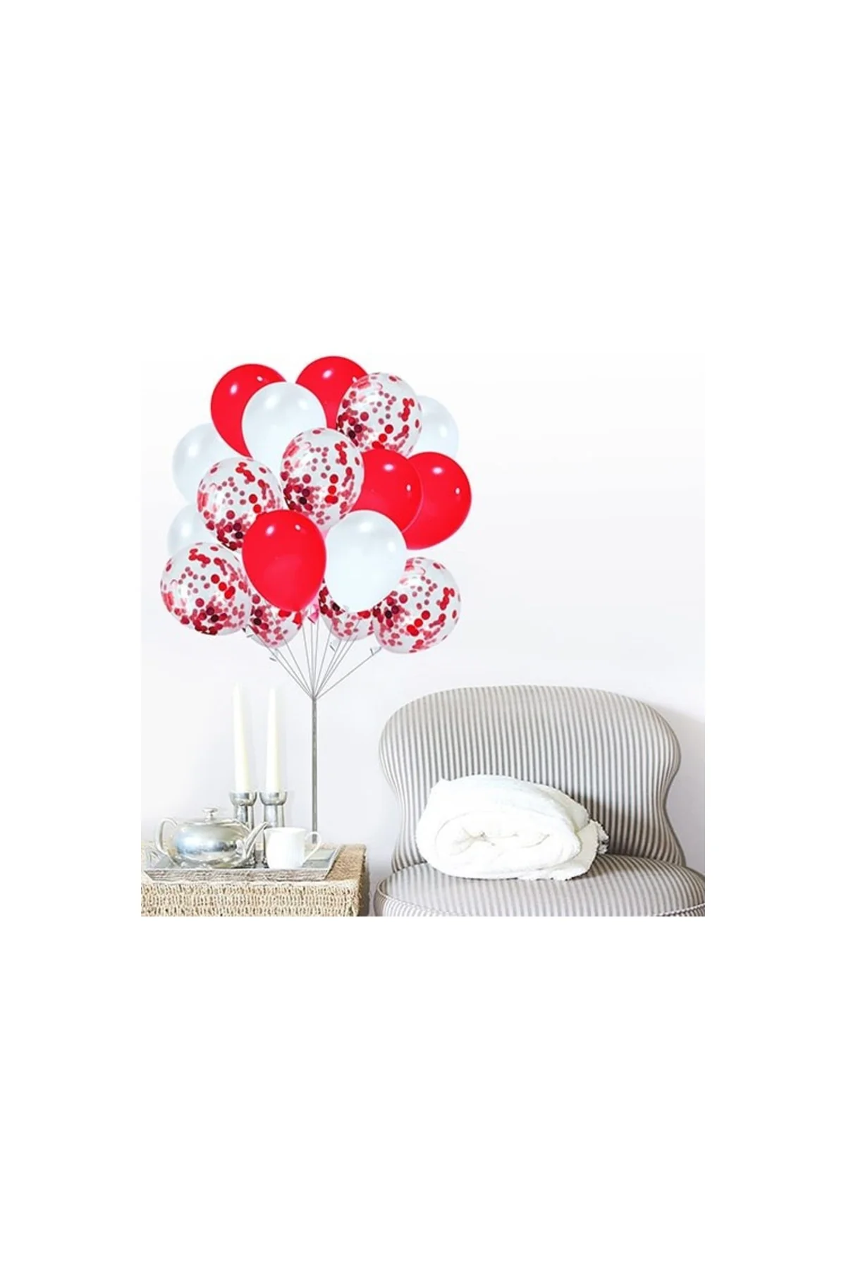 Kırmızı Beyaz Konfetili Balon - PAZARIZ Görsel 3