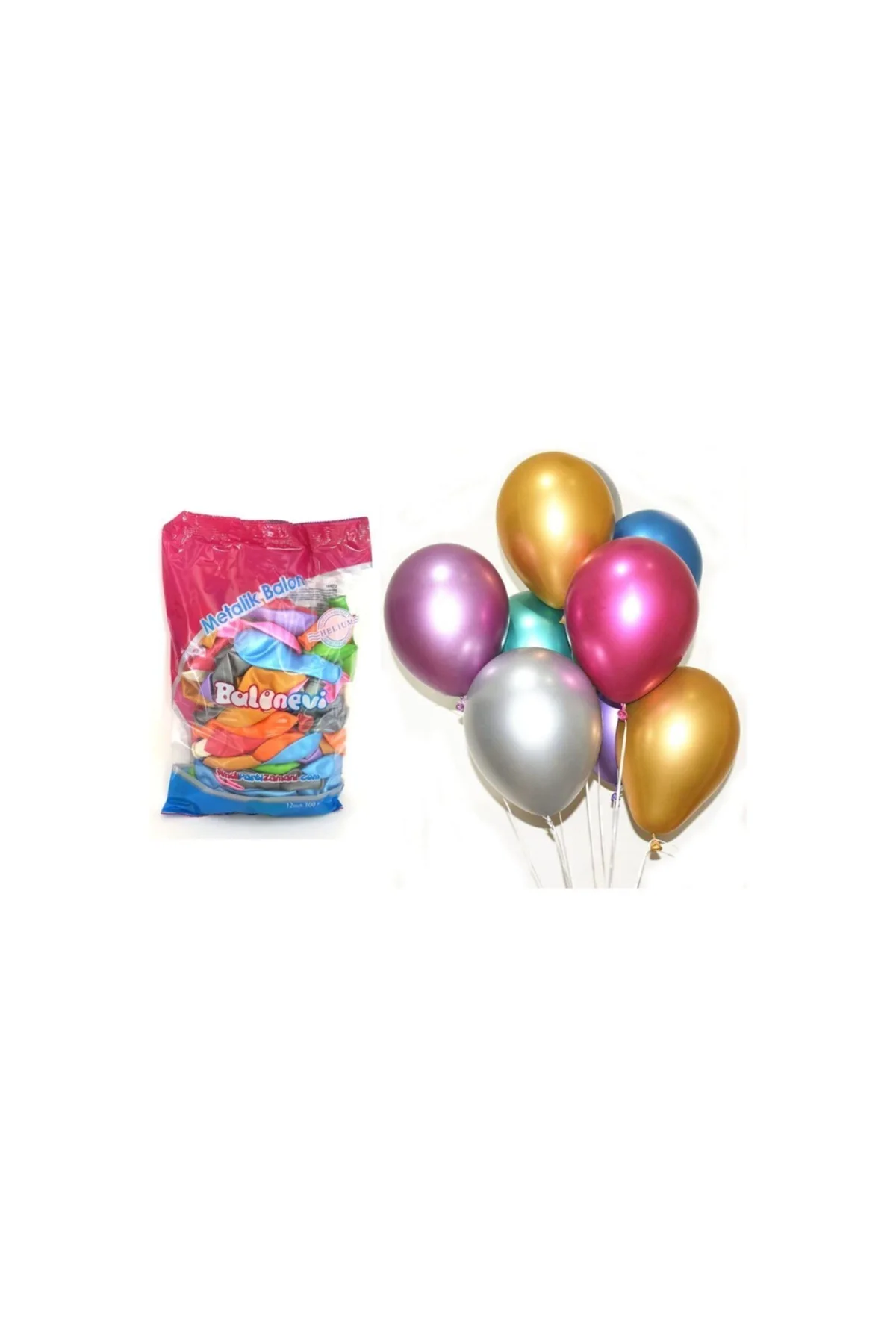 Metalik Karışık Renk 100 Lü Balon