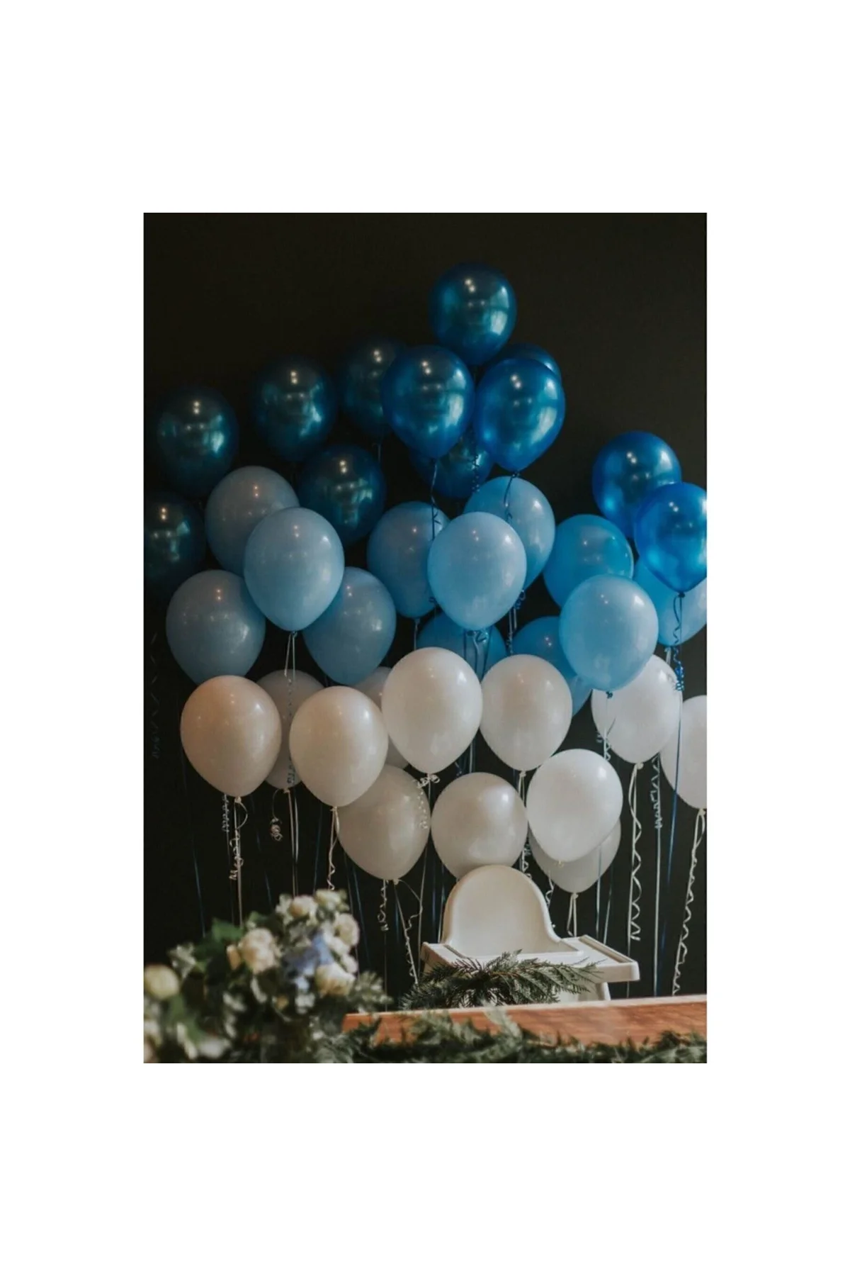 100 Adet Mavi-beyaz-lacivert Metalik Balon Ve Balon Zinciri Konsept Balon Parti Pazarizmeleri