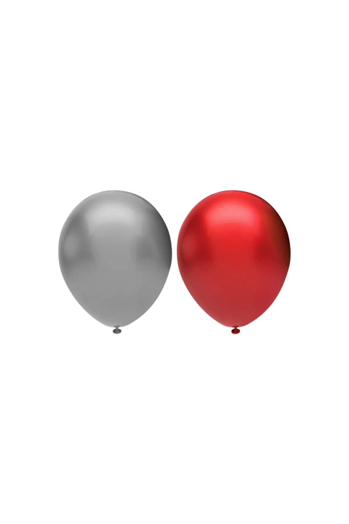 Metalik Balon Seti 40’lı, 2 Renk X 20, Gümüş, Kırmızı. Helyum Uyumlu