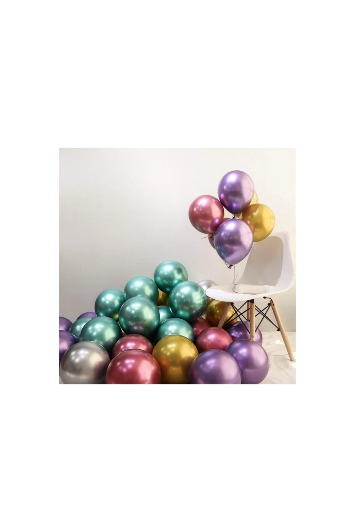 Krom Balon Pembe 6 Adet Metalik Balon - PAZARIZ Görsel 2