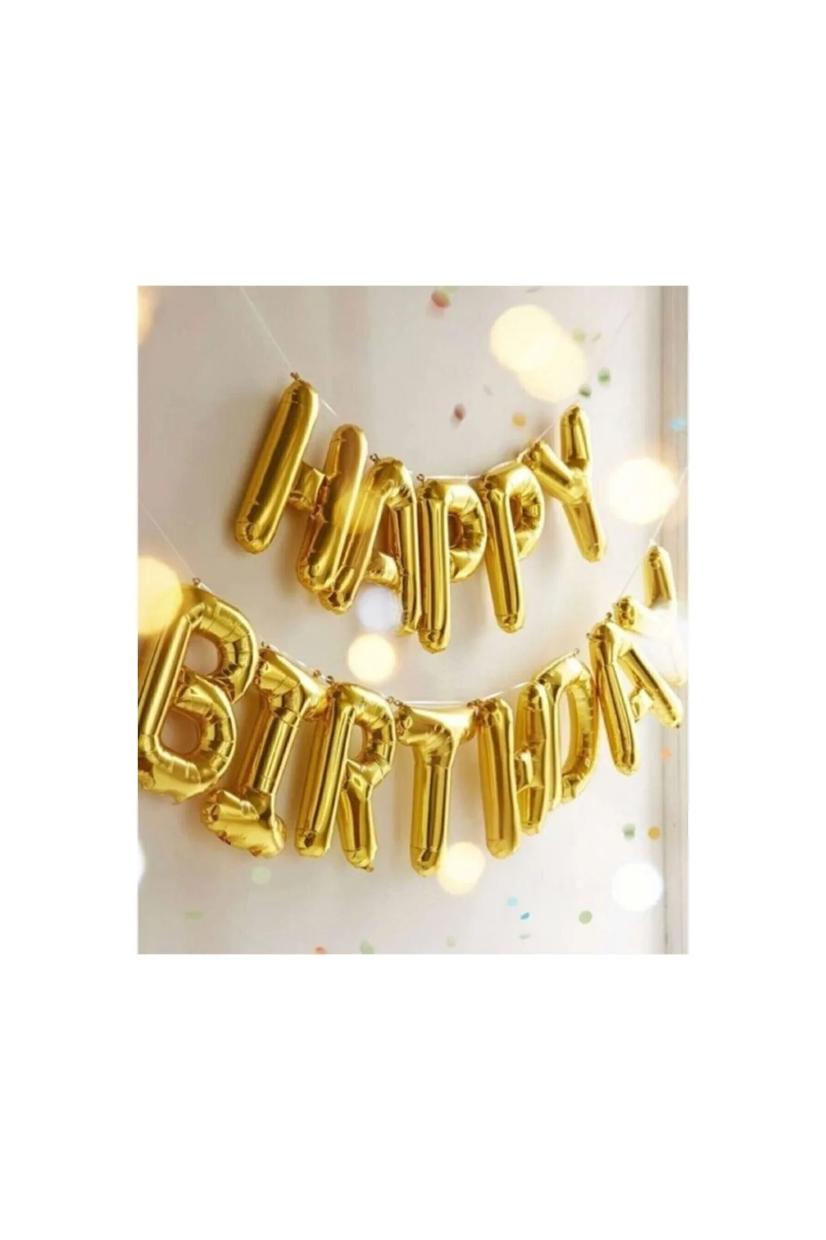 Happy Birthday Folyo Gold Balon Yazı Doğum Günü Seti Altın