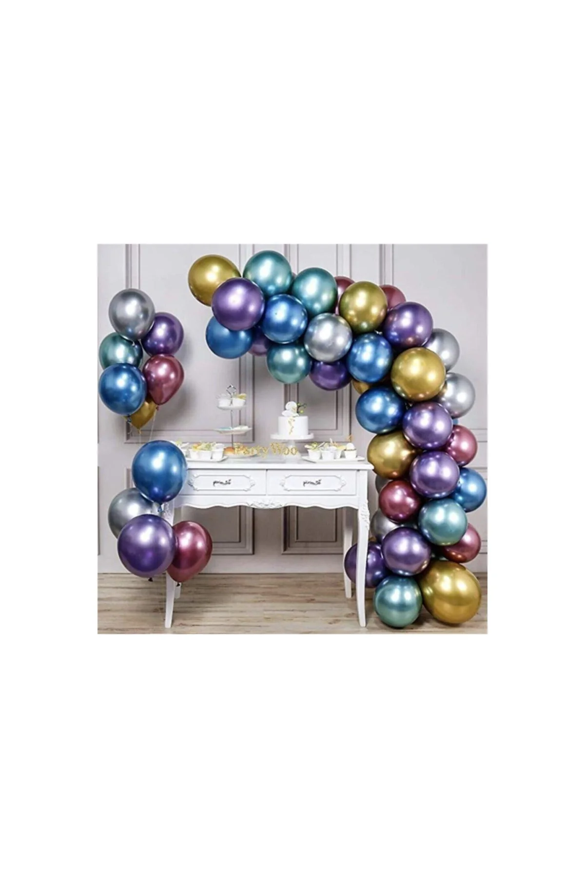 Rengarenk Krom Balon 100 Adet Ve Kemer Zincir Seti 5 Metre