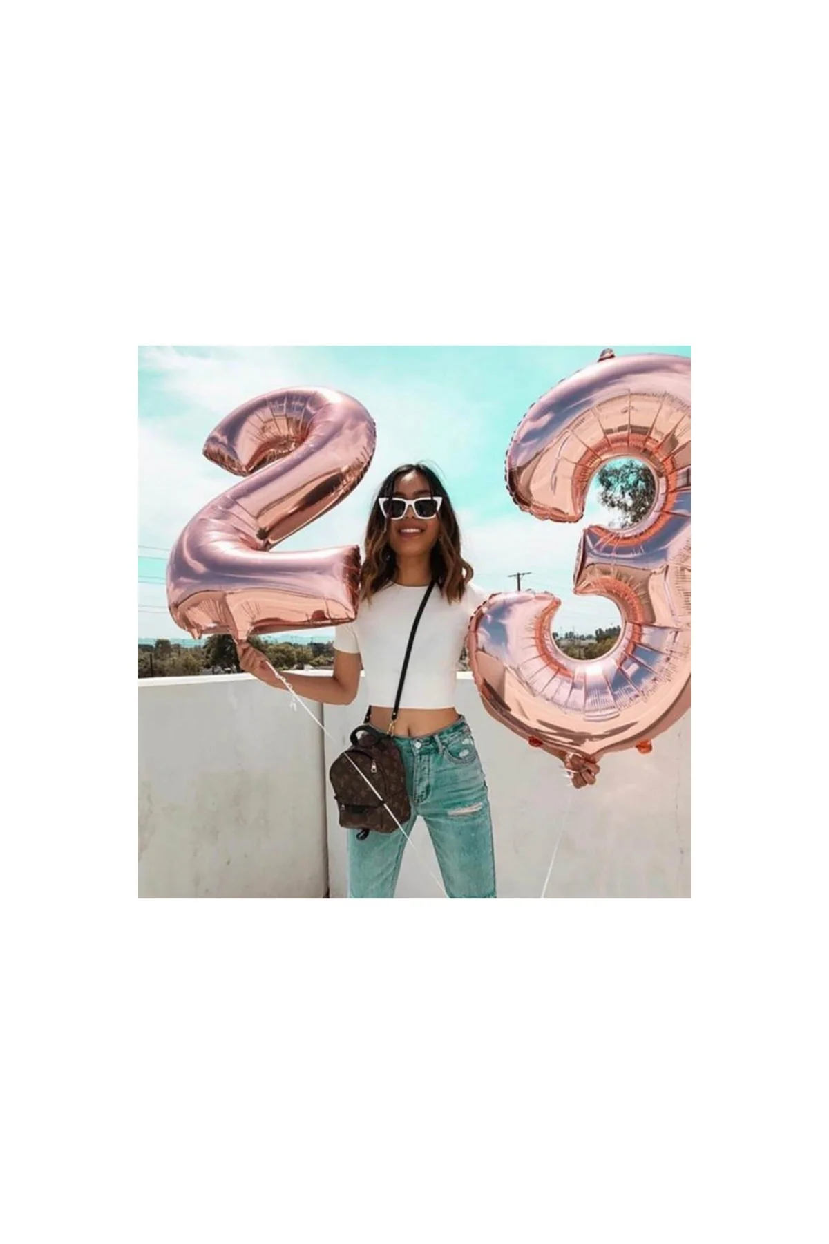 7 Rakam Rose Gold Folyo Balon 100 cm - PAZARIZ Görsel 2