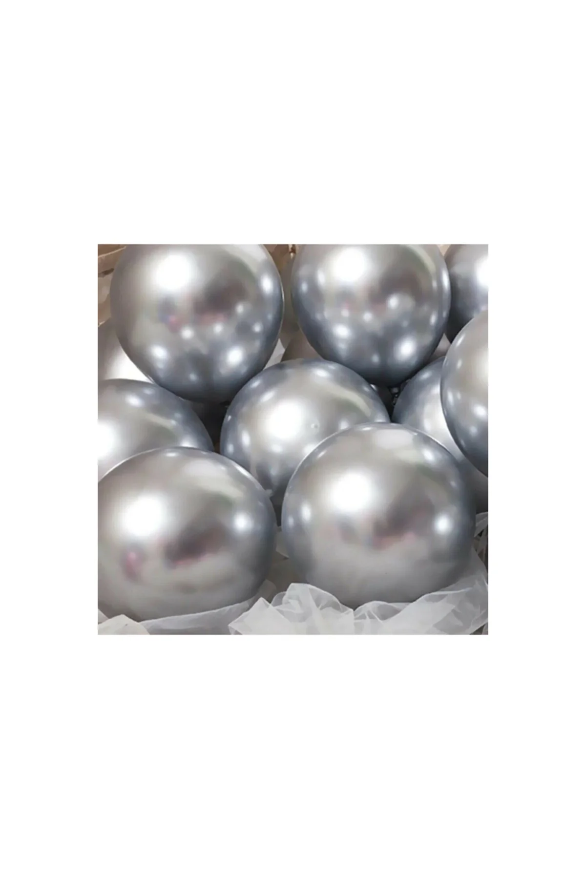 12 Inç Metalik Gümüş Balon 10'lu