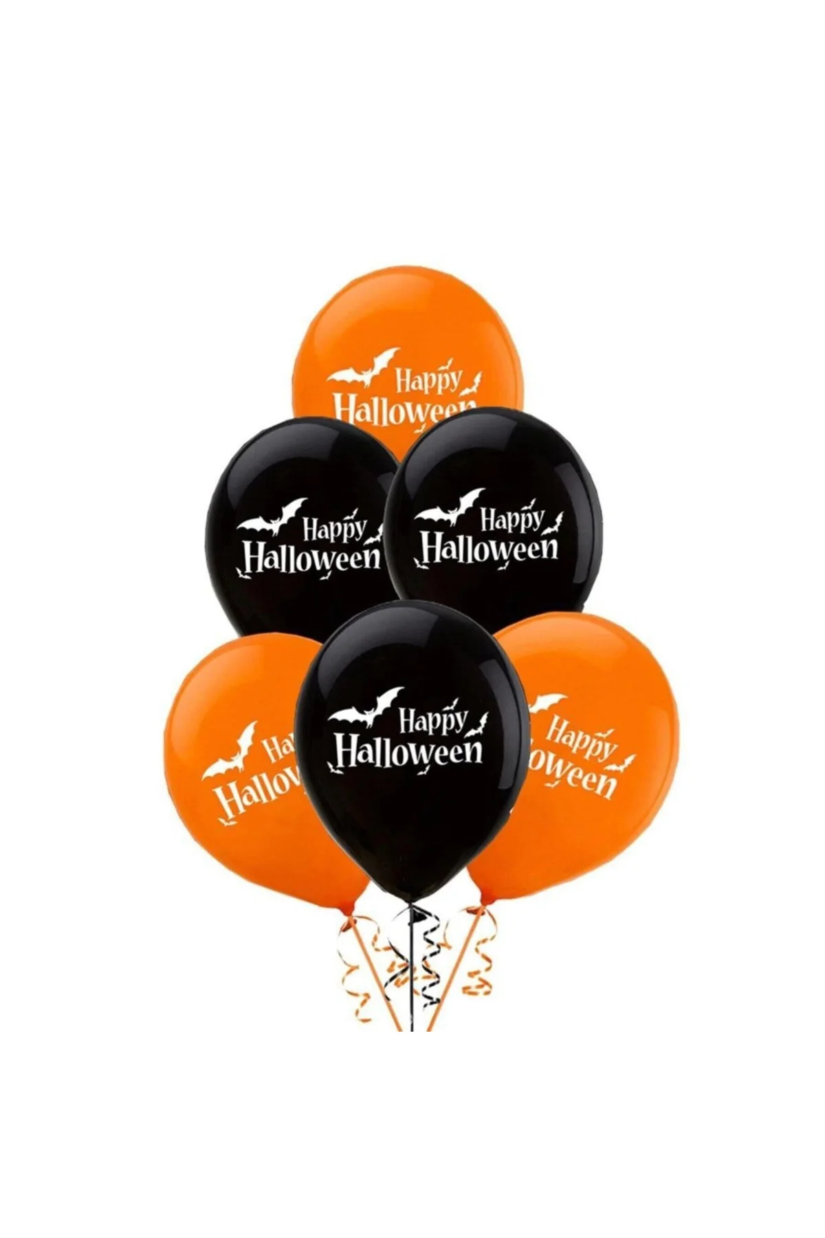 Cadılar Bayramı Halloween Baskılı Siyah Turuncu Balon 10'lu Paket