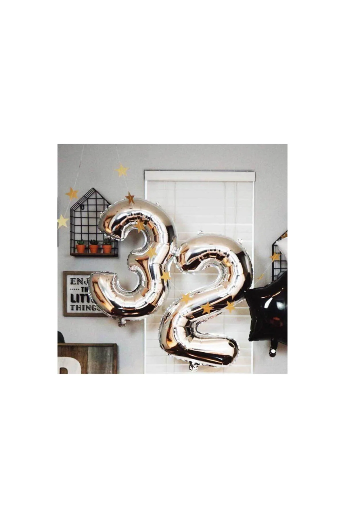 3 Rakam Folyo Gümüş Balon Küçük 35 Cm - PAZARIZ Görsel 2