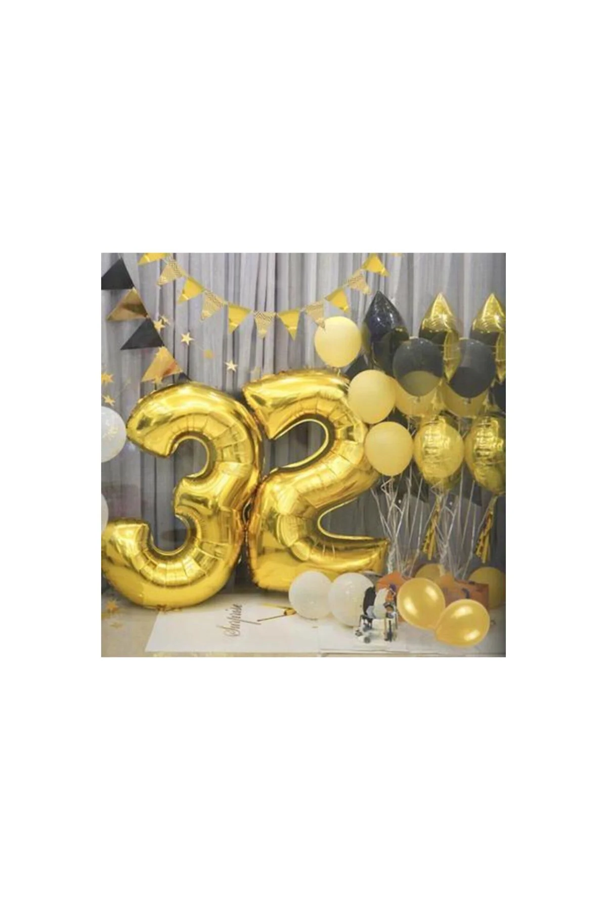 7 Rakam Folyo Gold Renk Balon Küçük 35 cm - PAZARIZ Görsel 2