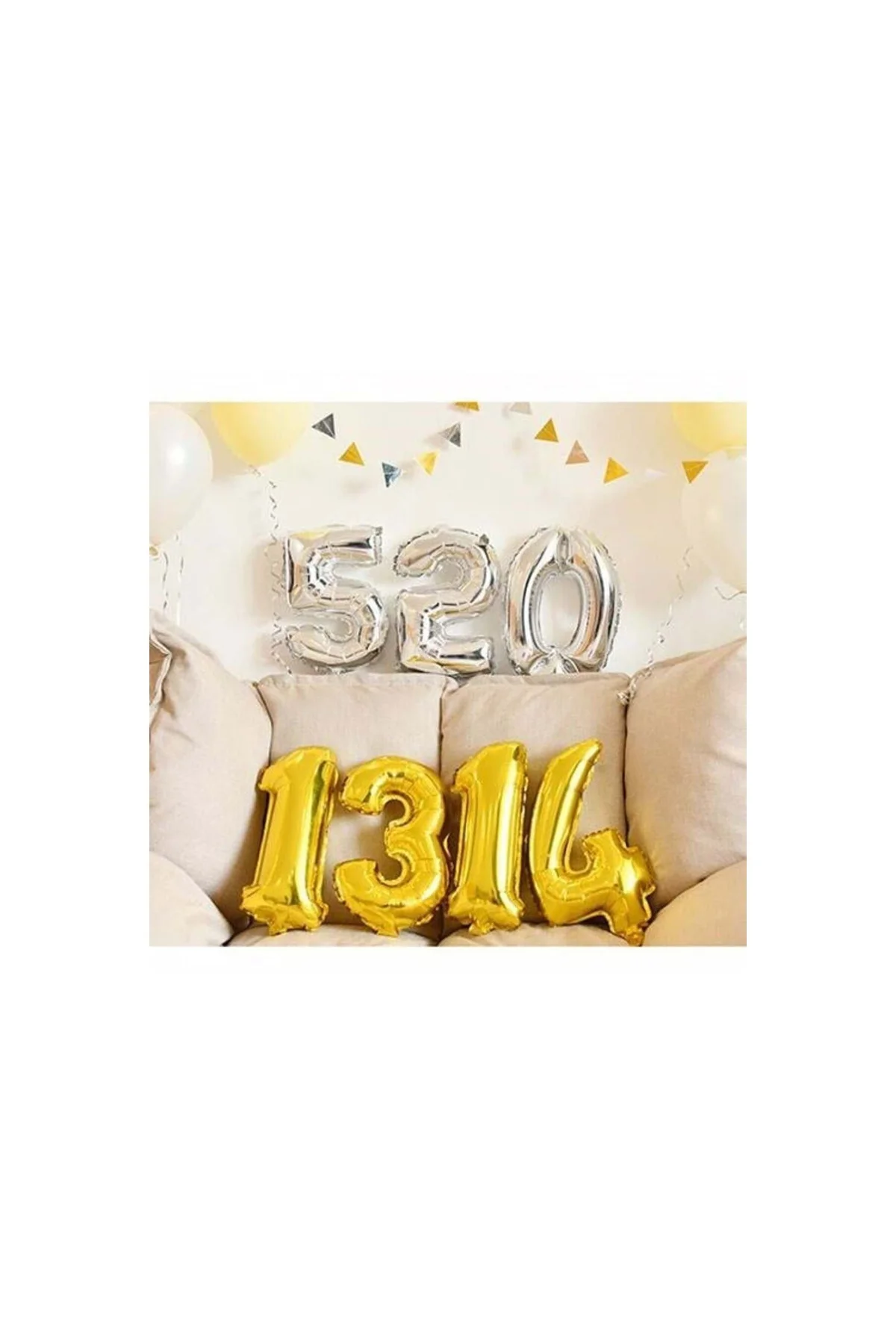 8 Rakam Folyo Gümüş Balon Küçük 35 Cm - PAZARIZ Görsel 2
