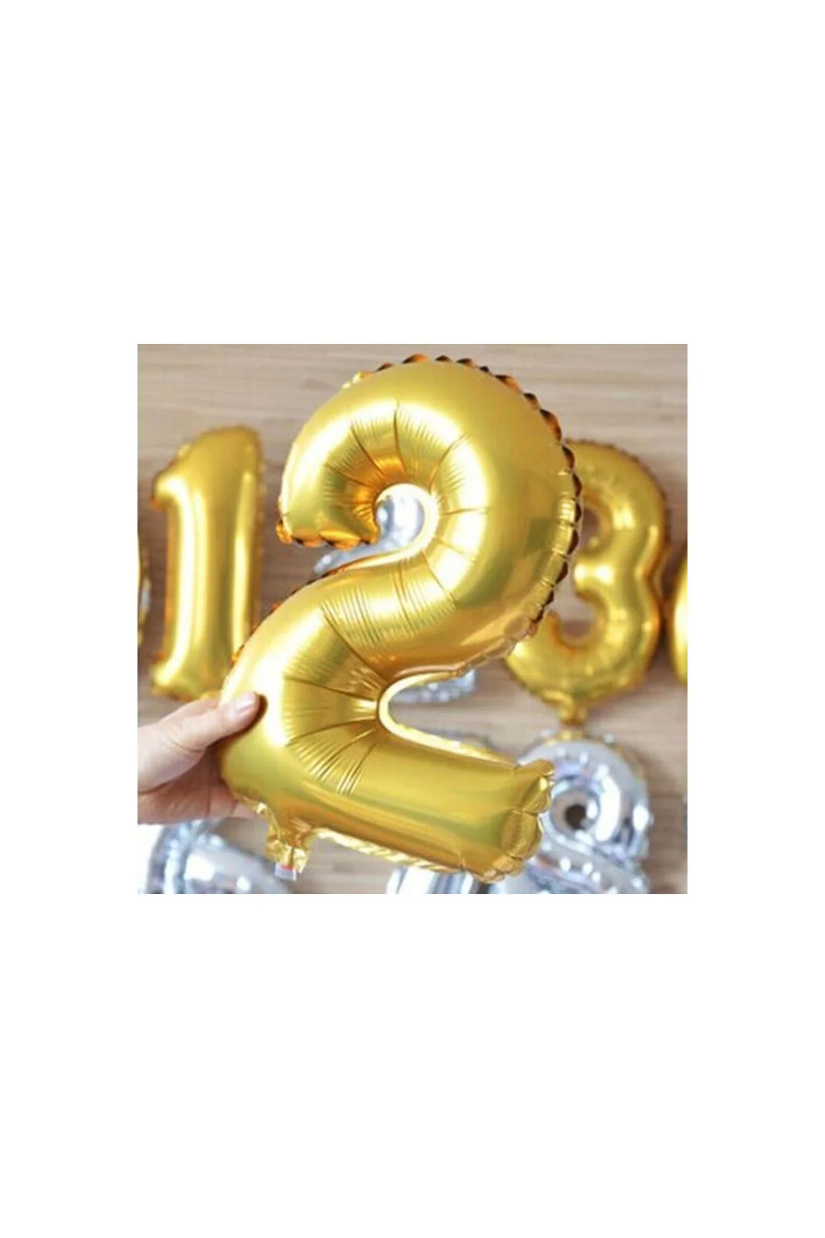 9 Rakam Folyo Gold Renk Balon Küçük 35 cm - PAZARIZ Görsel 2