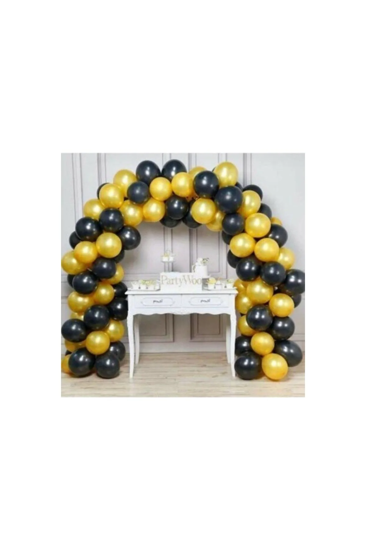 50 Adet Metalik Siyah -altın(gold) Balon-nişan-parti-düğün Balonu
