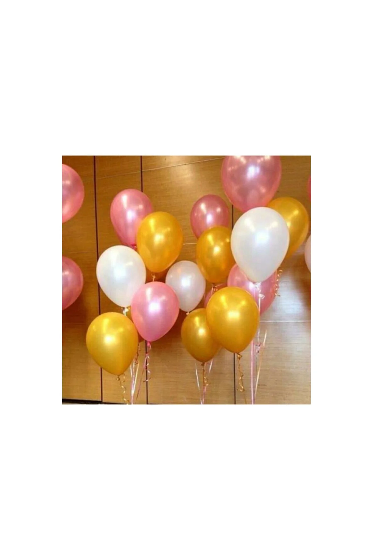 30 Adet 12 Inç Metalik Parti Balonu Metalik Gold - Beyaz - Pembe