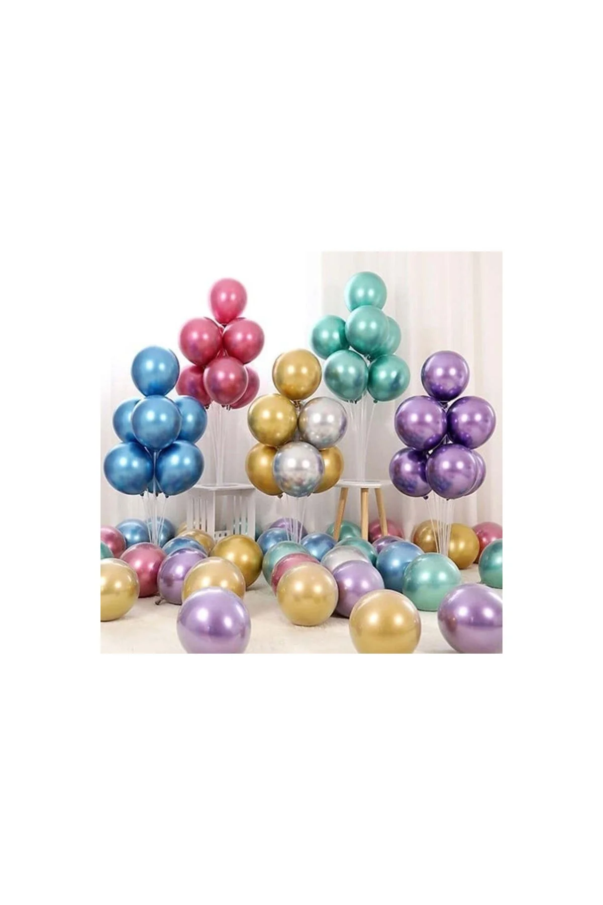 Mavi Renk Krom Balon 10 Adet - PAZARIZ Görsel 5