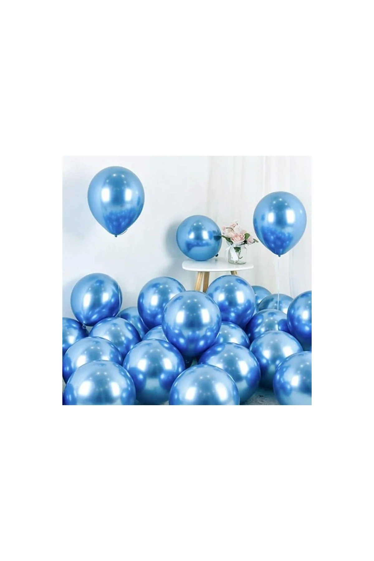 Mavi Renk Krom Balon 10 Adet - PAZARIZ Görsel 4