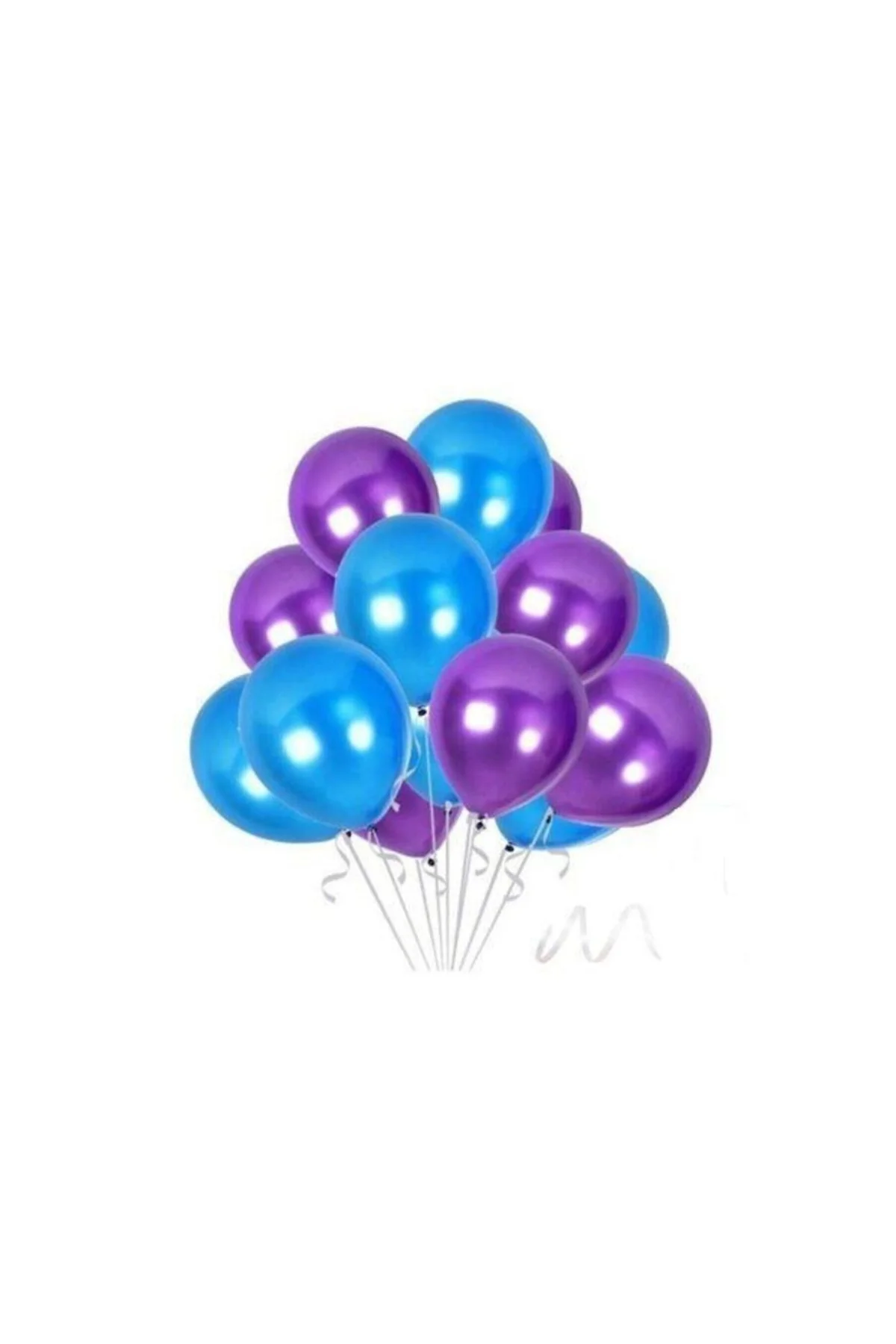 75 Adet Metalik Sedefli Mor, Mavi Balon-uçan- Balon