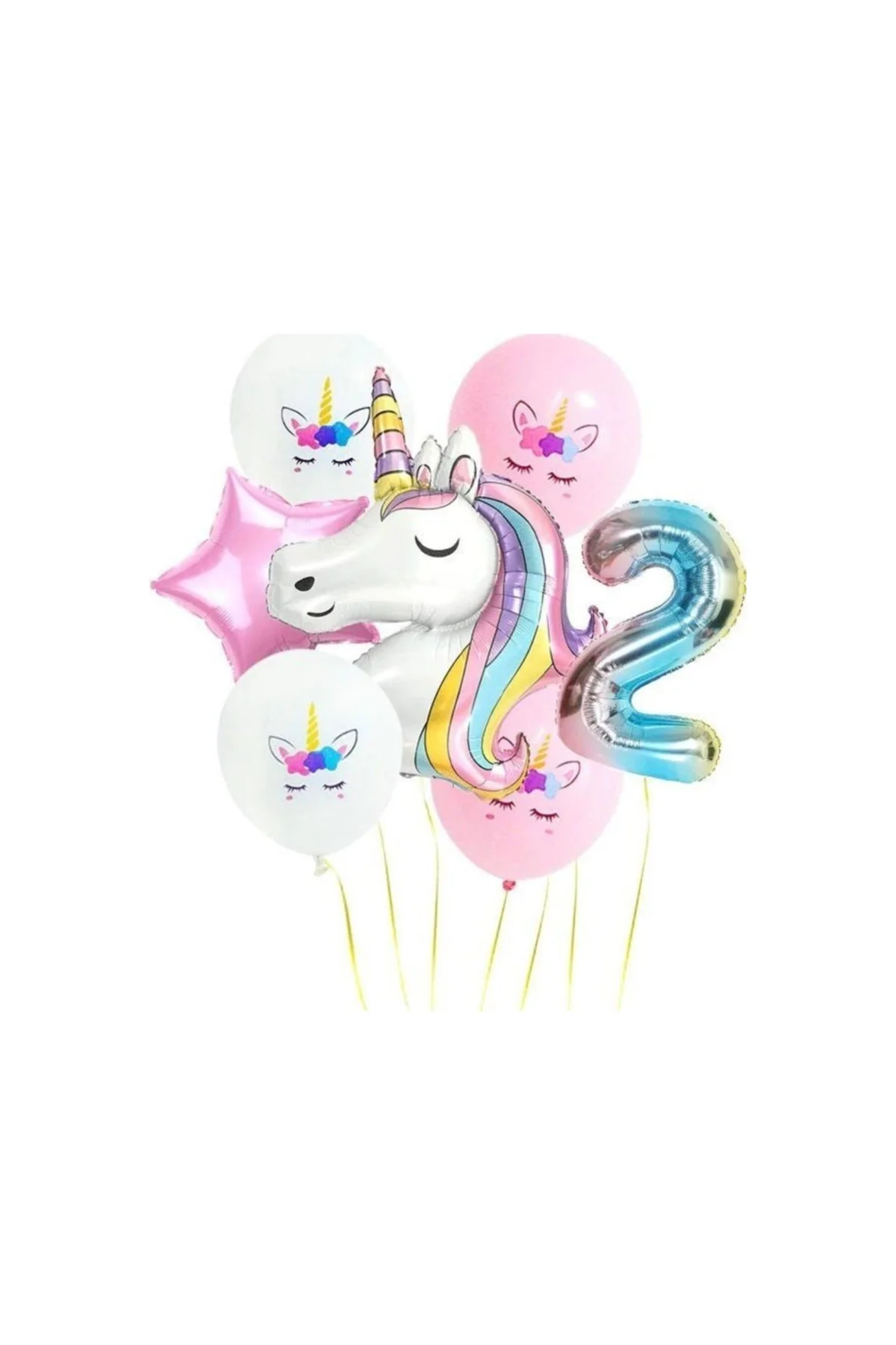 Gökkuşağı Rakam Unicorn Folyo Balon Seti 2 Yaş