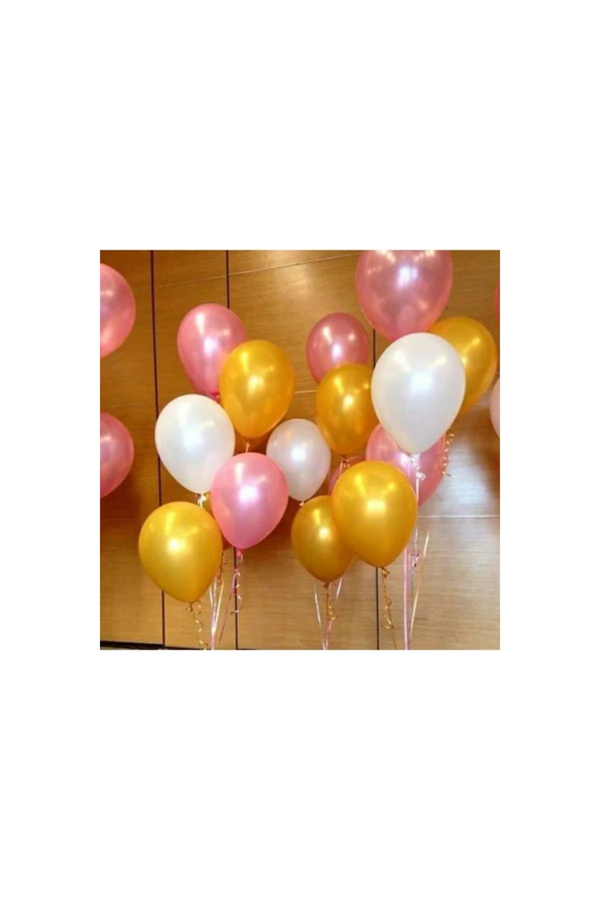 30 Adet 12 Inç Metalik Parti Balonu Metalik Gold - Beyaz - Pembe