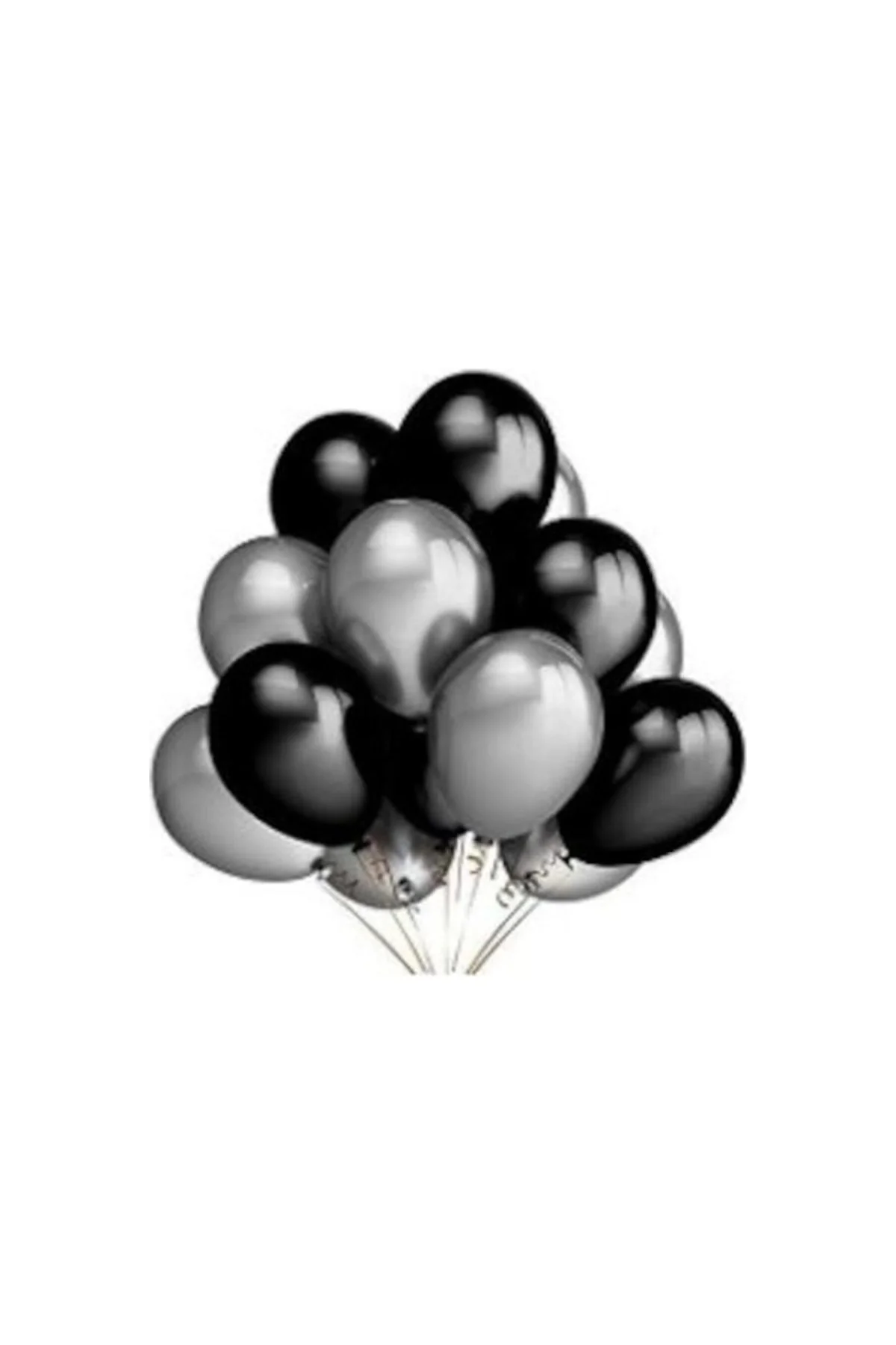 Pazariz 50 Adet Metalik Sedefli Uçan Balon (siyah -gümüş Karışık) Balon