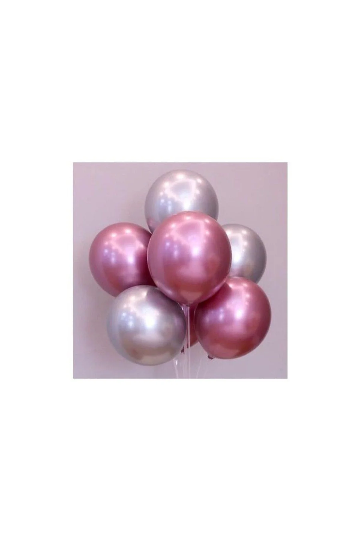 Balon Parti Balonu Krom Balon Gümüş-pembe Balon 10 Adet